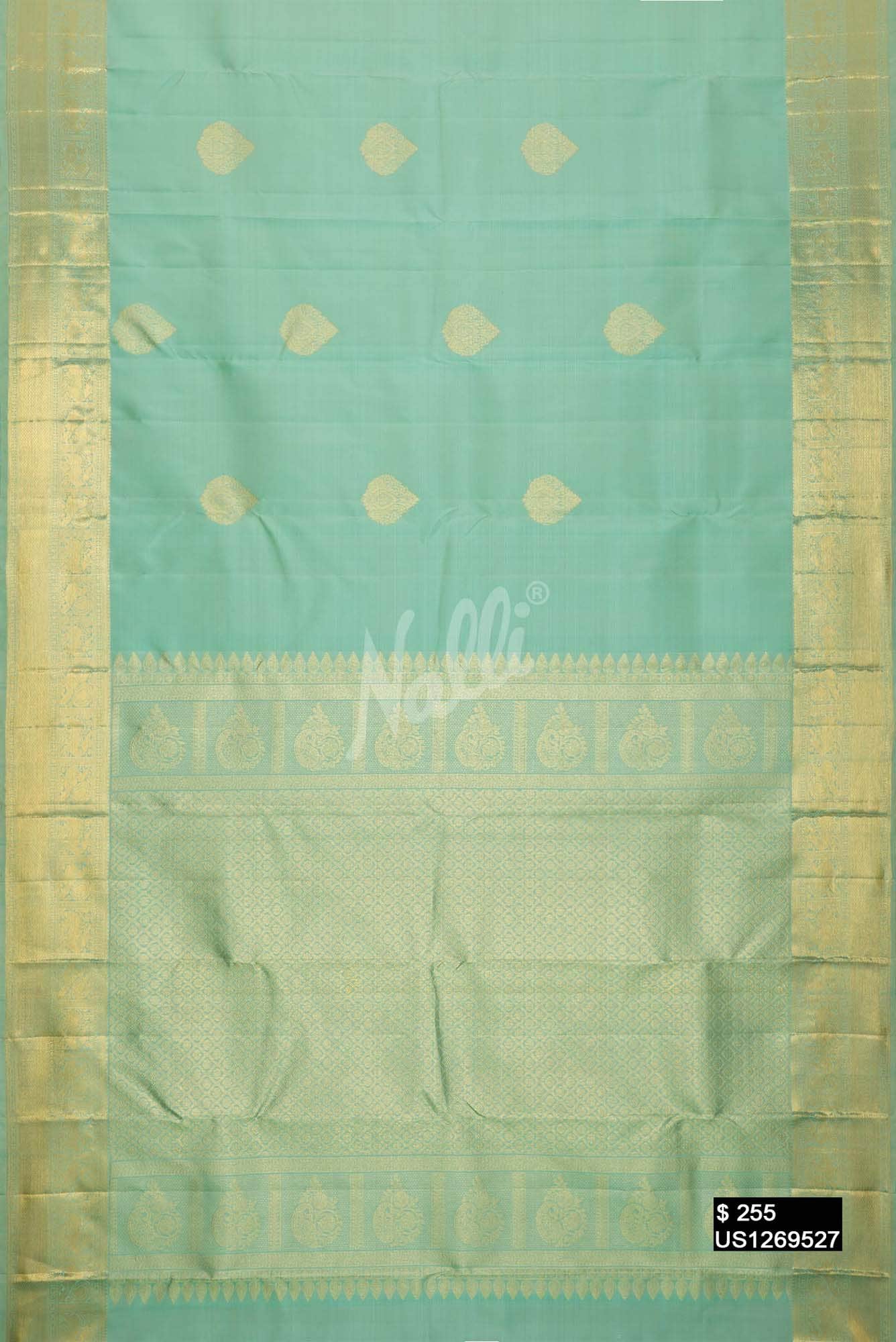 Sea Green Kanchipuram Silk Saree