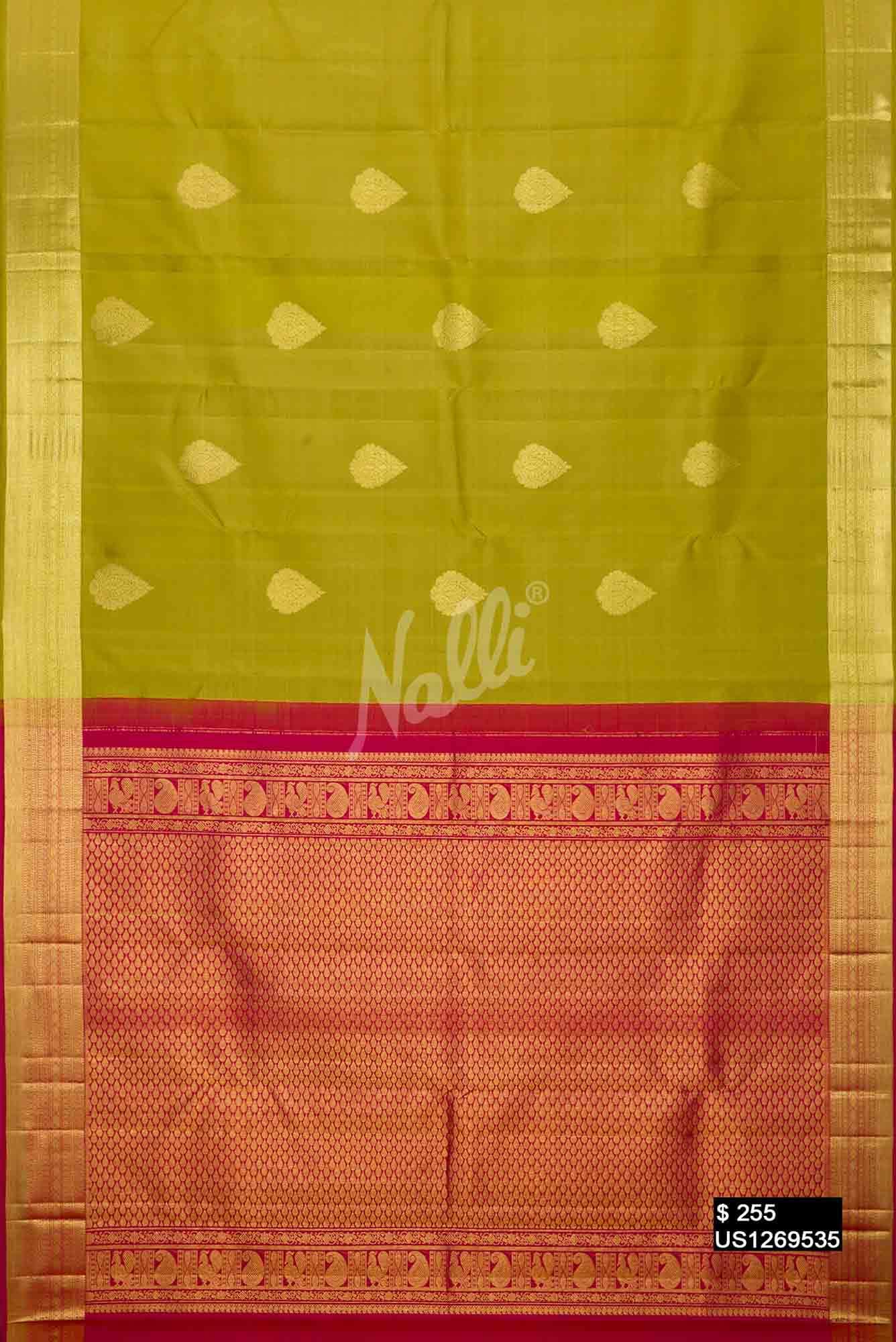 Mehandi Green Kanchipuram Silk Saree