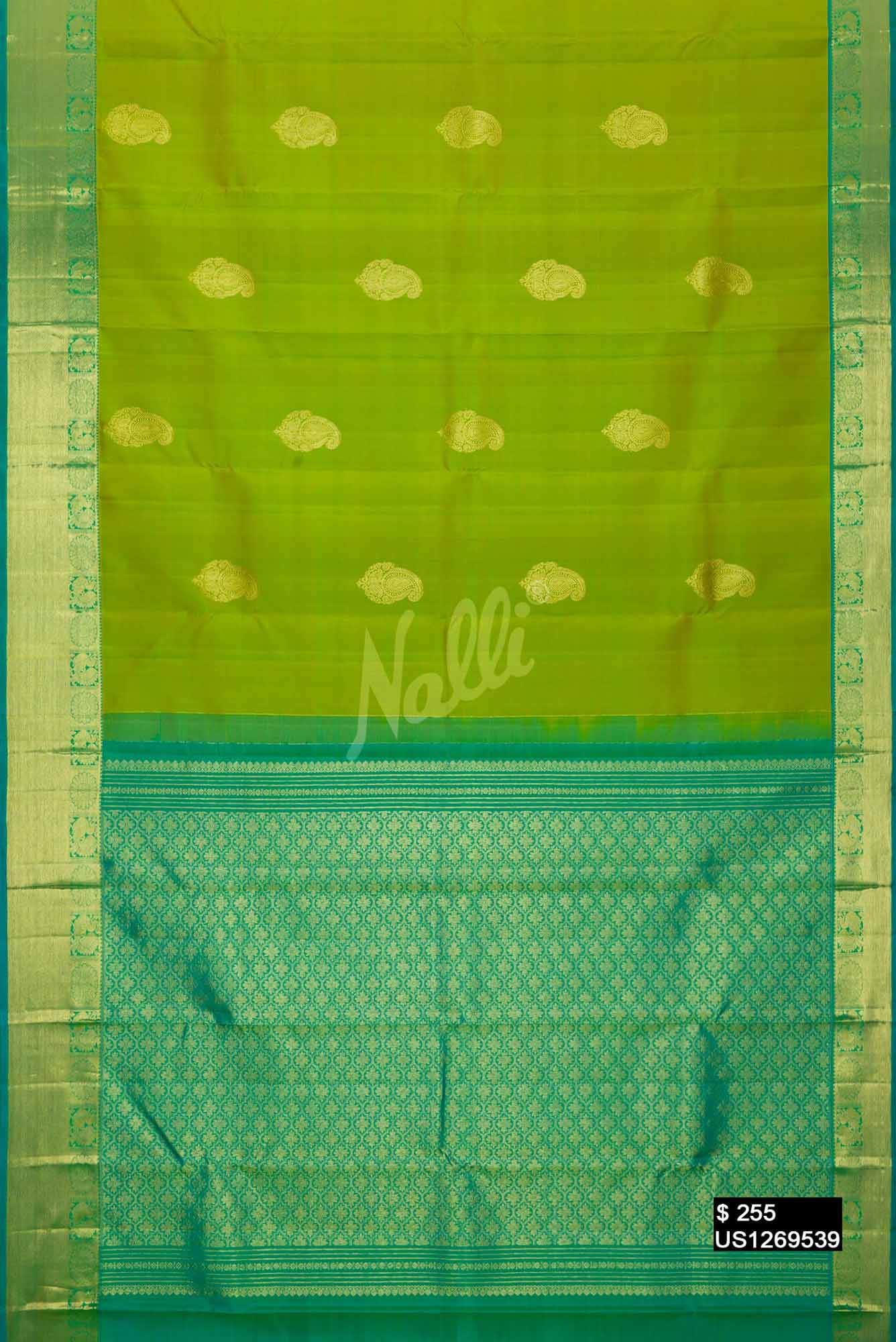 Parrot Green Kanchipuram Silk Saree