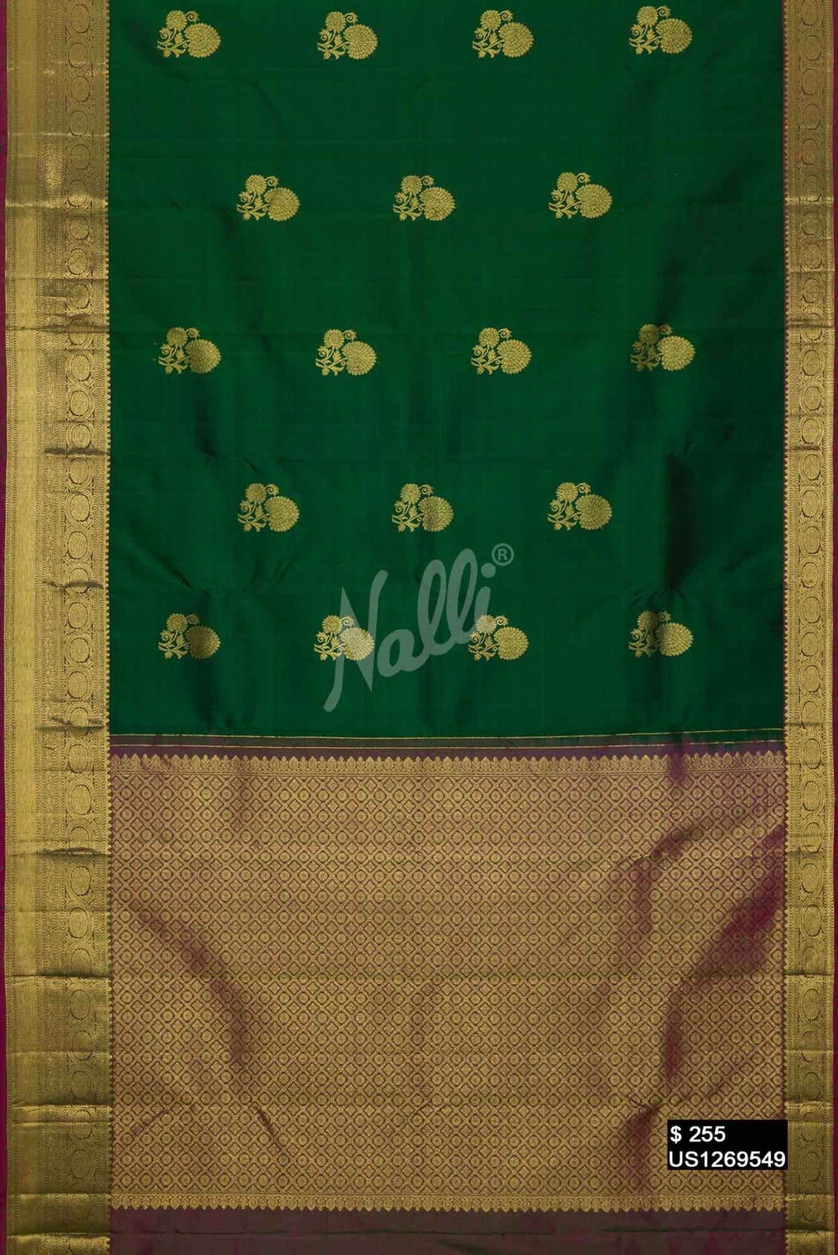 Bottle Green Kanchipuram Silk Saree