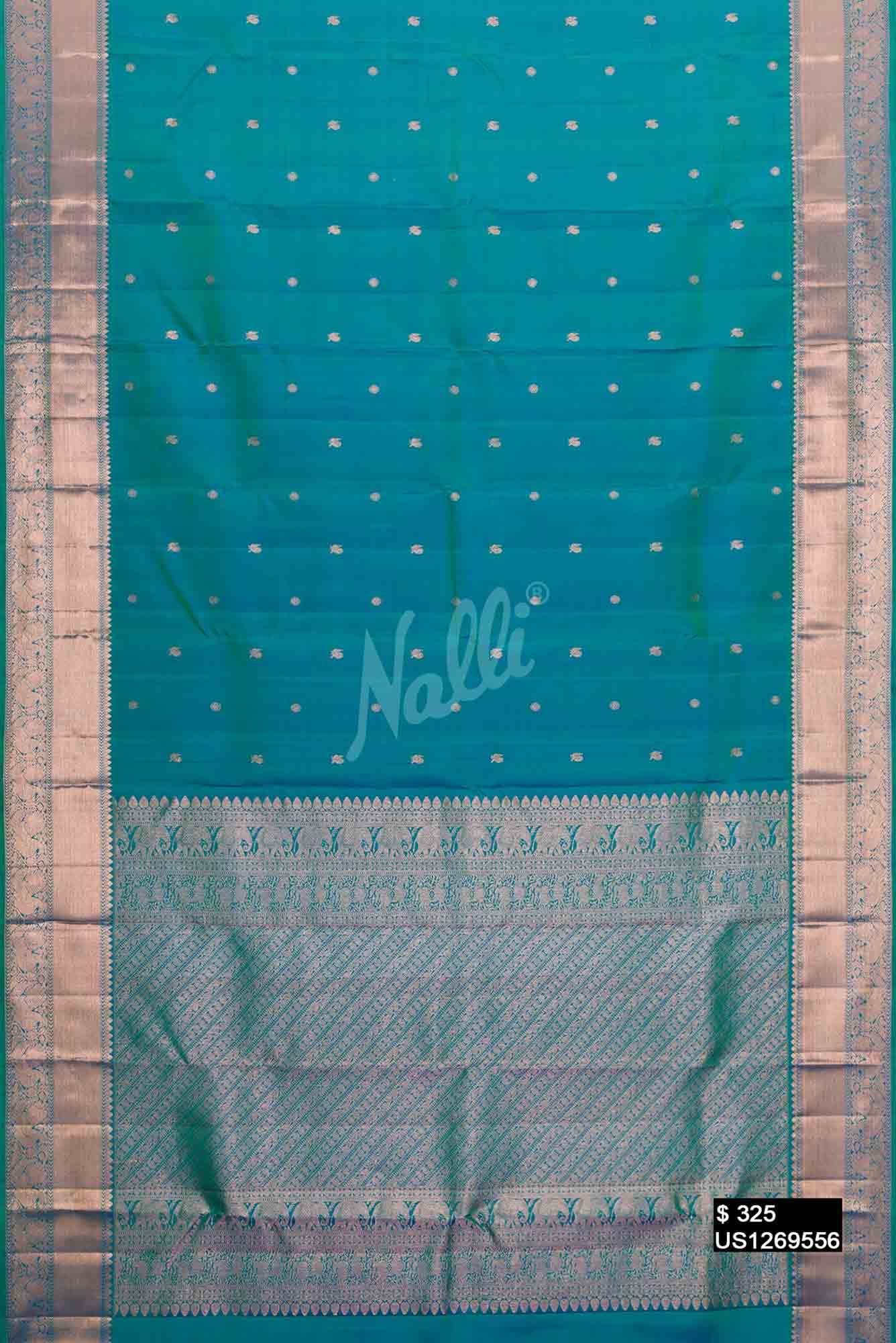 Peacock Blue Kanchipuram Silk Saree