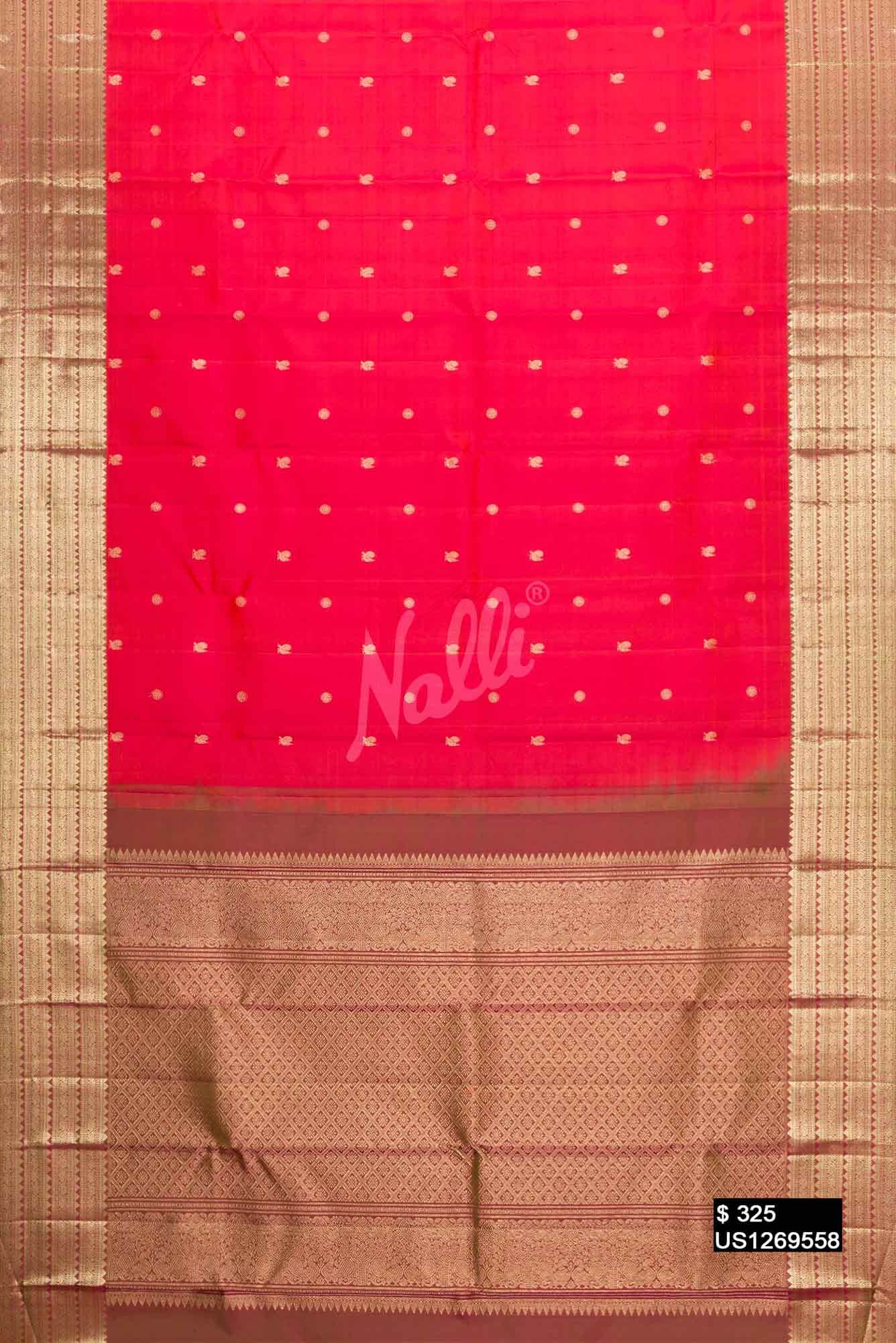 Brick Orange Kanchipuram Silk Saree