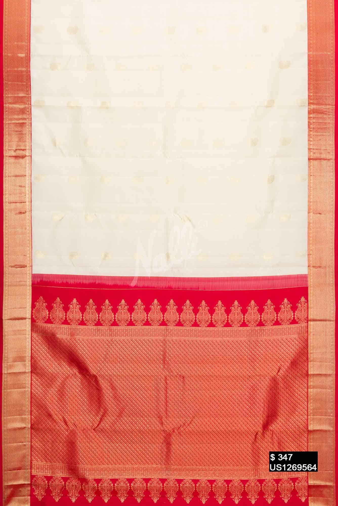 Off White Kanchipuram Silk Saree