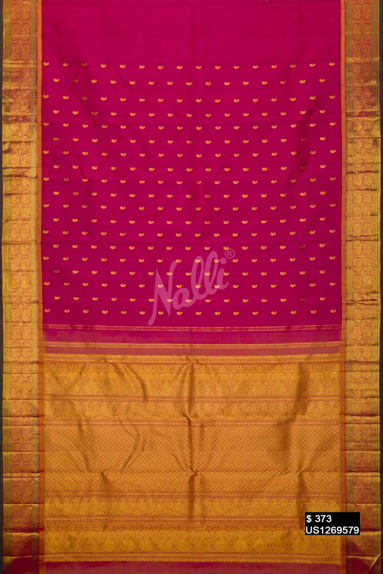 Dark Pink Kanchipuram Silk Saree