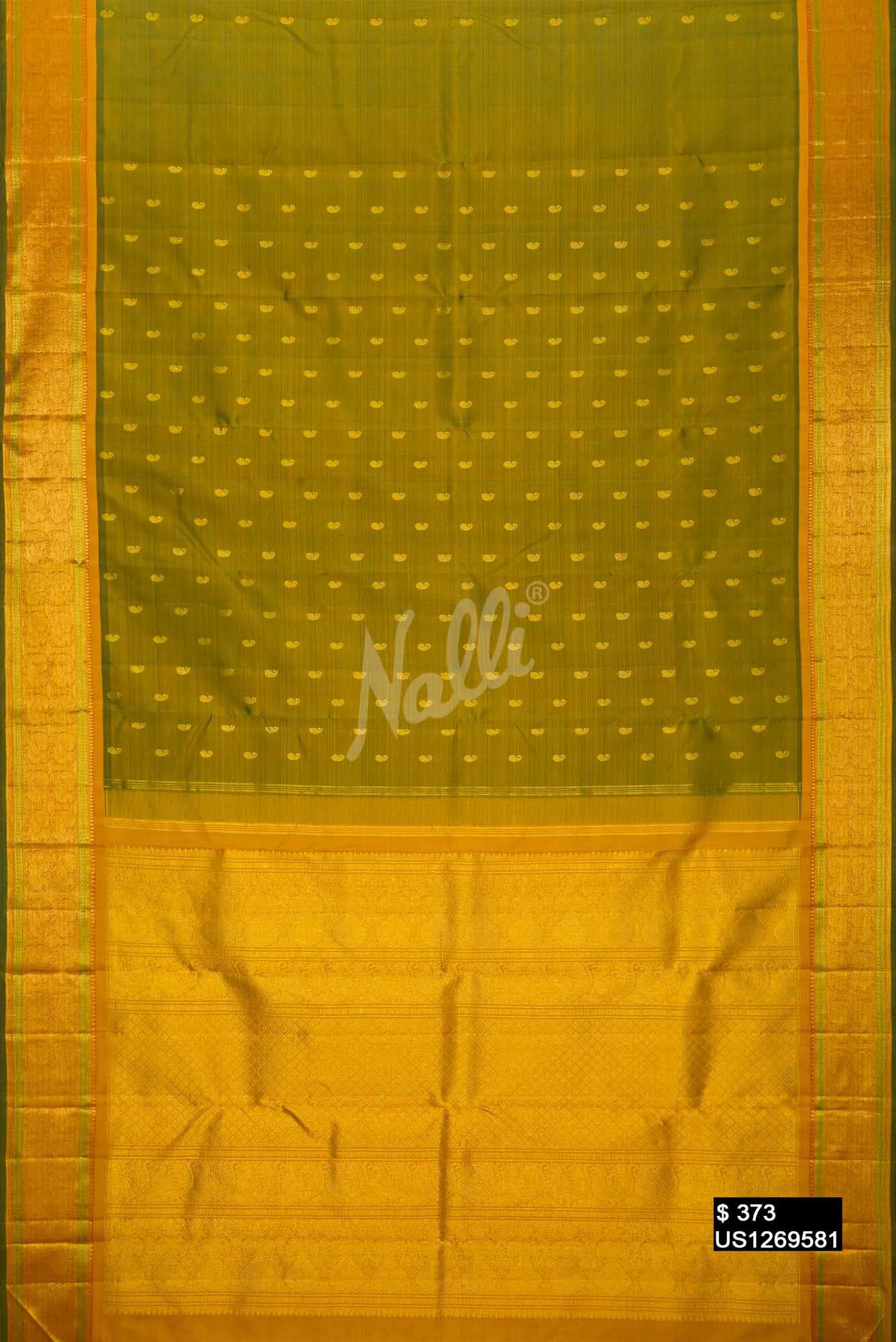 Mehandi Green Kanchipuram Silk Saree