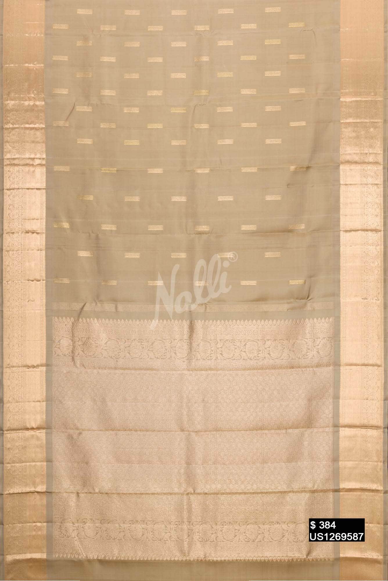 Dark Beige Kanchipuram Silk Saree