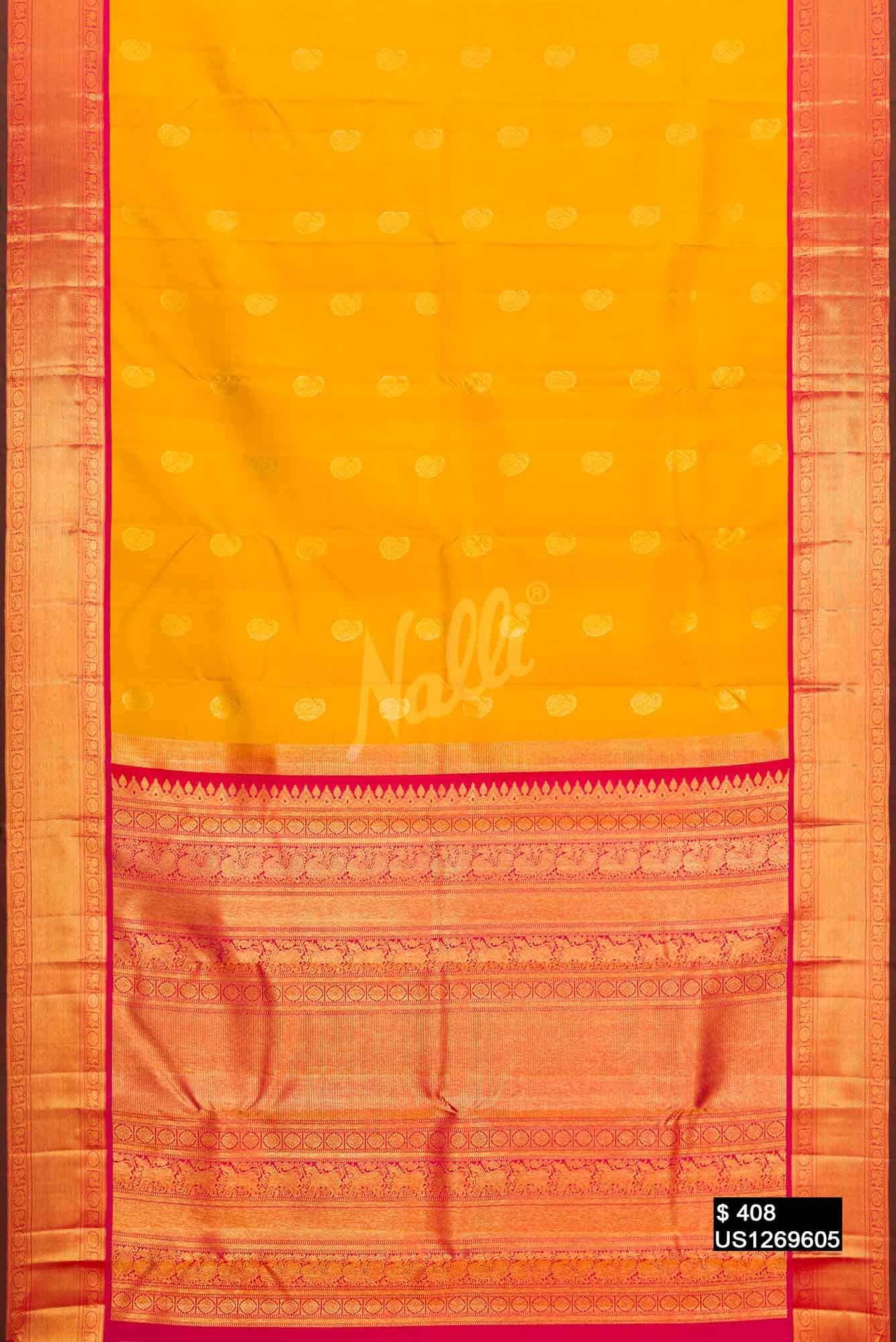 Yellow Kanchipuram Silk Saree