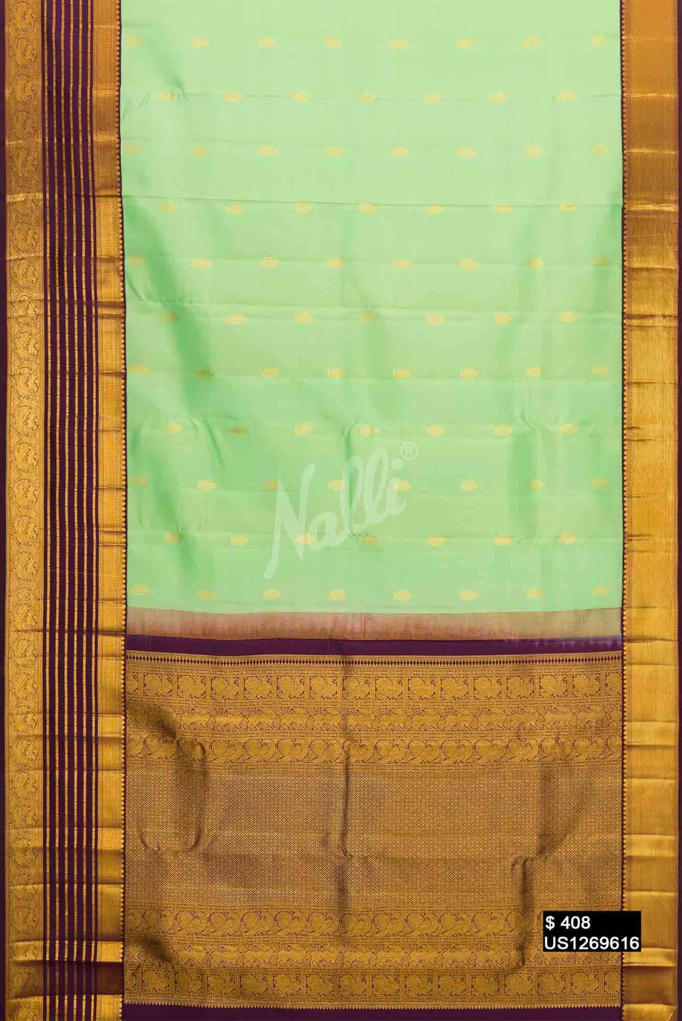 Sea Green Kanchipuram Silk Saree