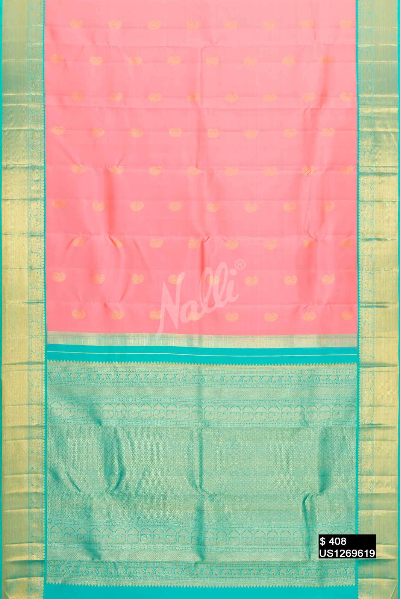 Peach Kanchipuram Silk Saree