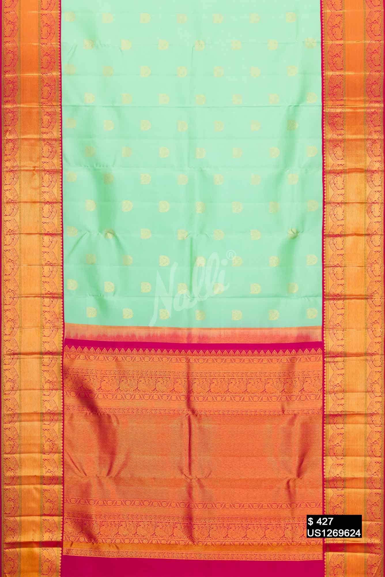 Sea Green Kanchipuram Silk Saree