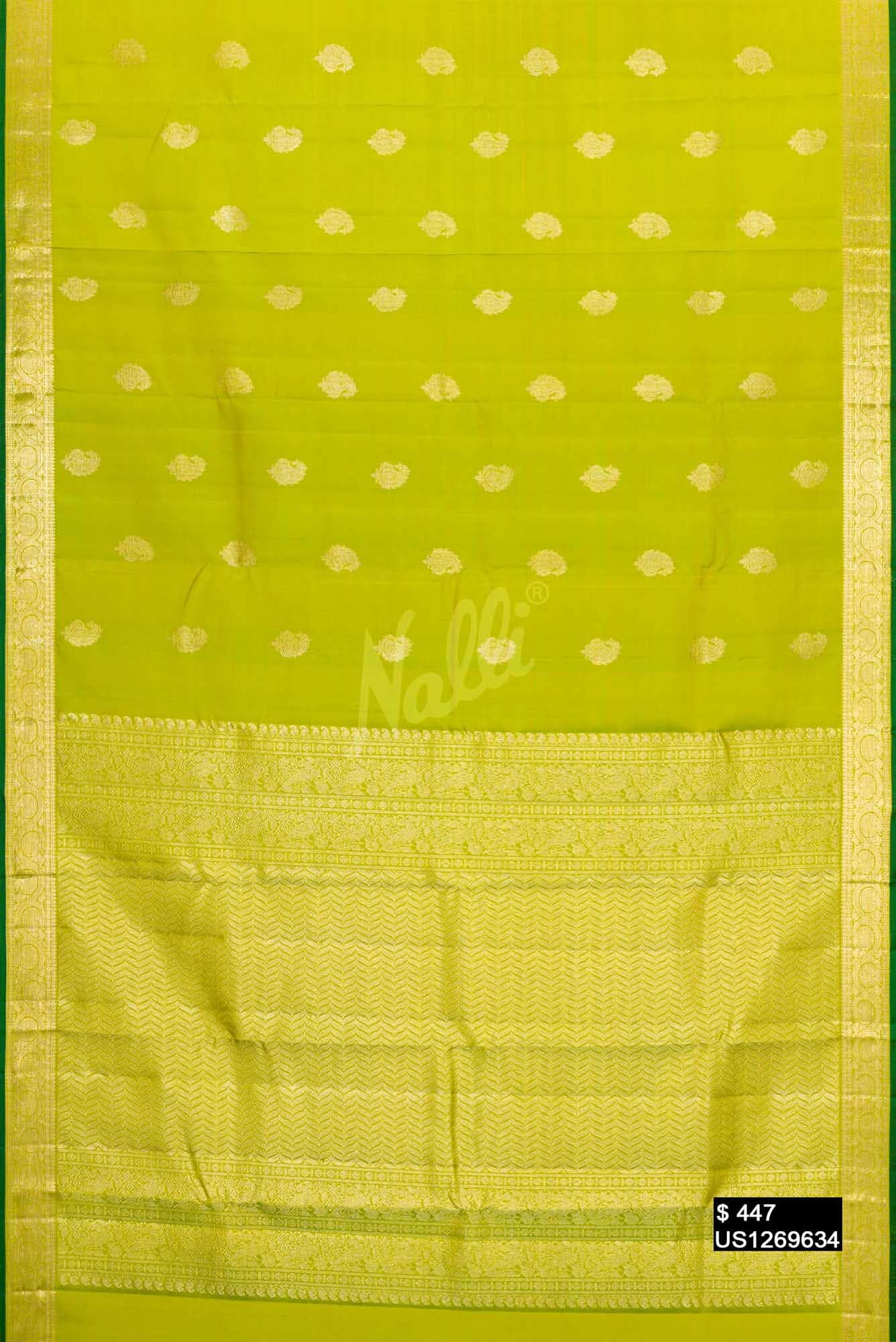 Parrot Green Kanchipuram Silk Saree