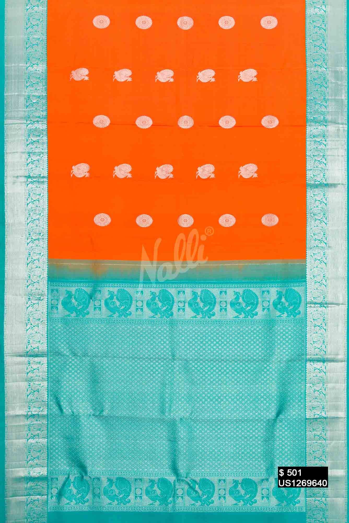 Orange Kanchipuram Silk Saree
