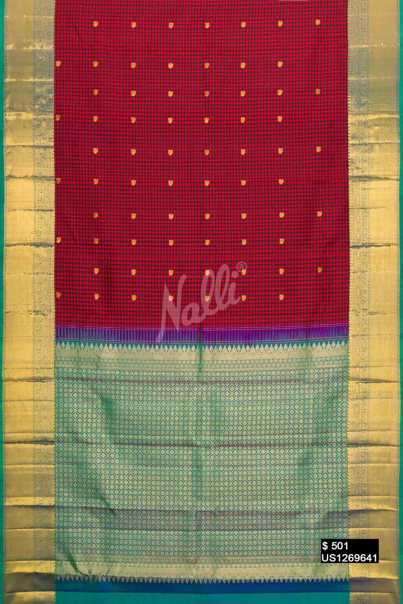 Red and Black Kanchipuram Silk Saree