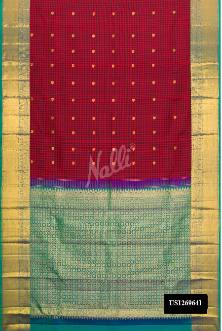 Red and Black Kanchipuram Silk Saree
