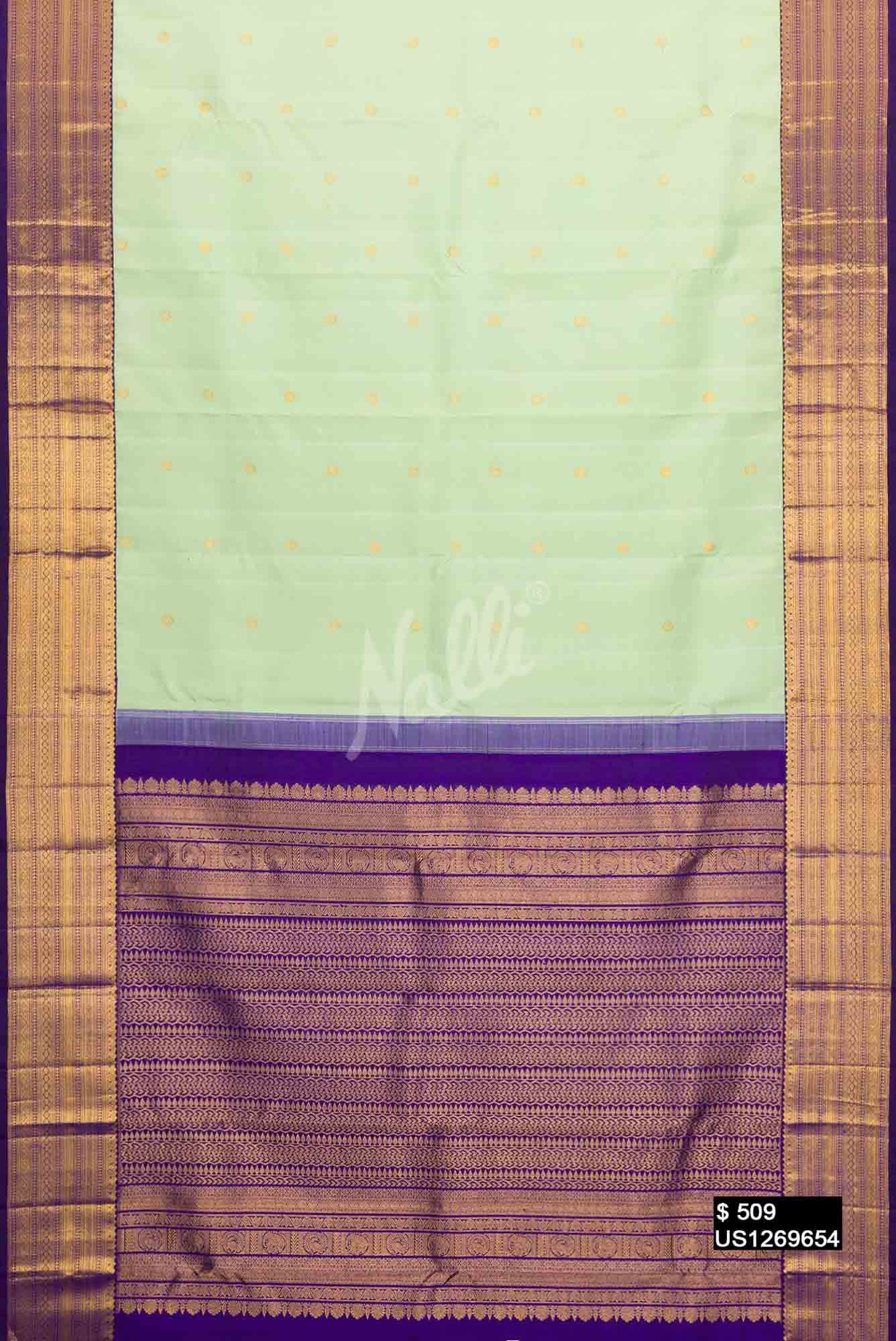 Pista Green Kanchipuram Silk Saree