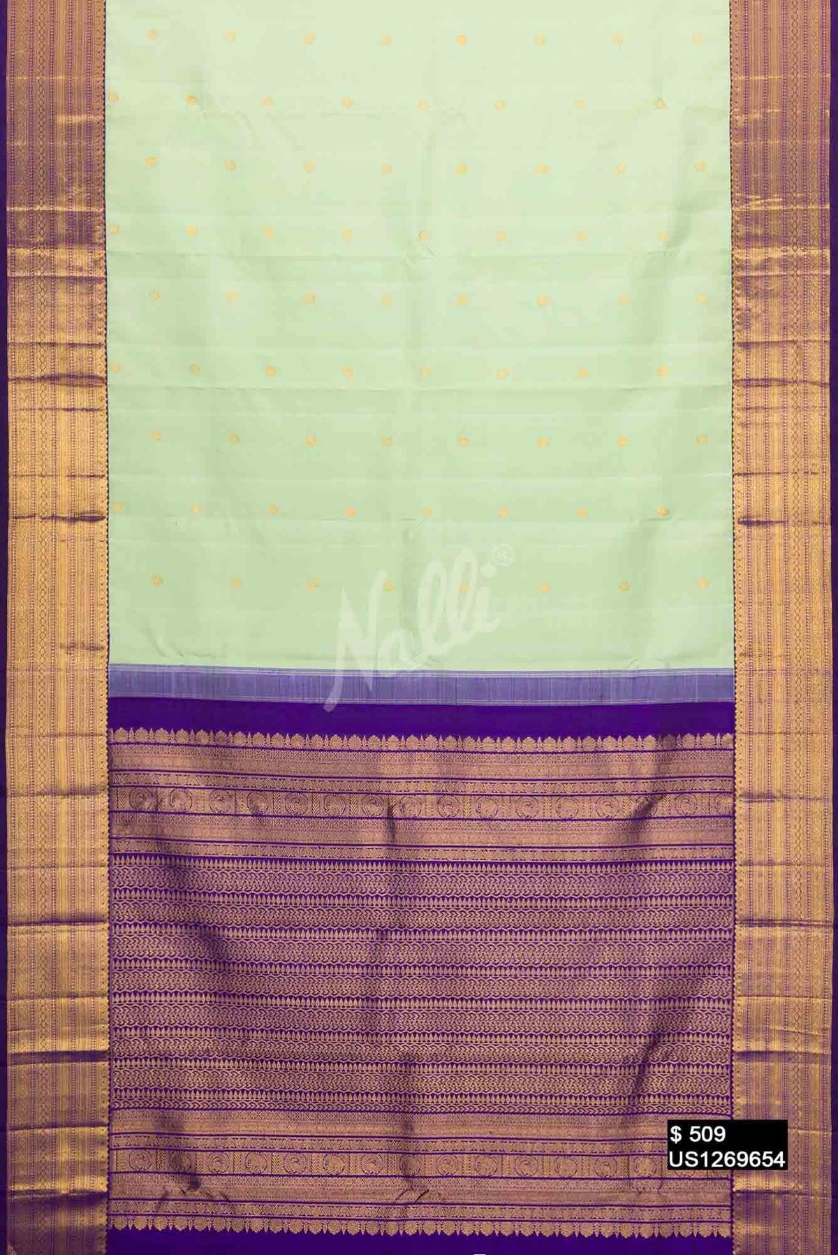 Pista Green Kanchipuram Silk Saree