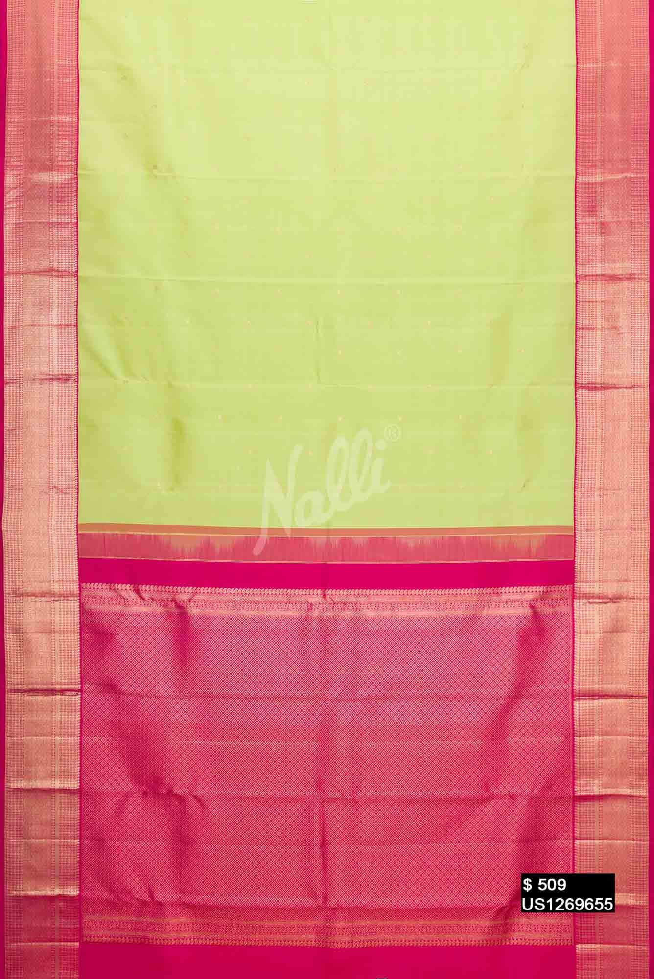 Pista Green Kanchipuram Silk Saree