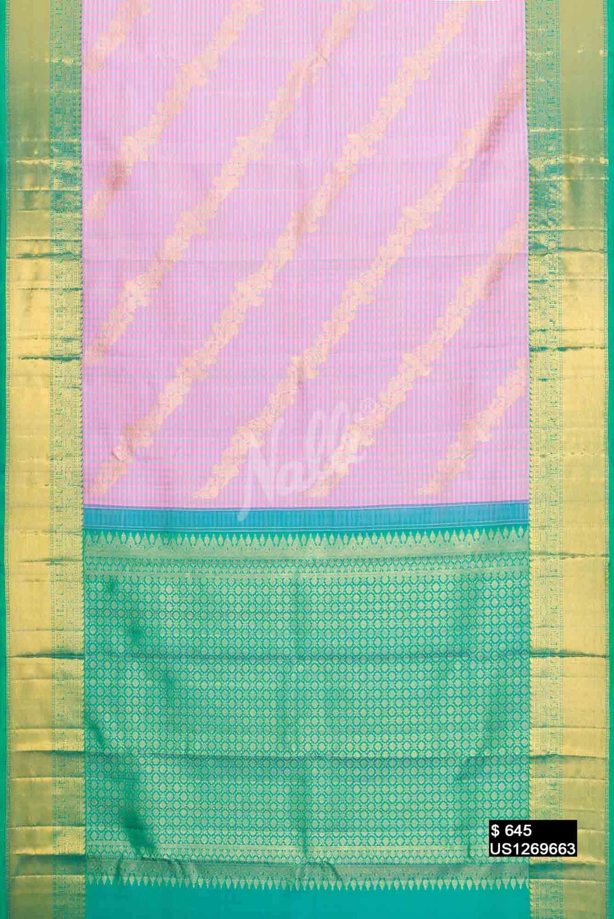 Pink and Blue Kanchipuram Silk Saree