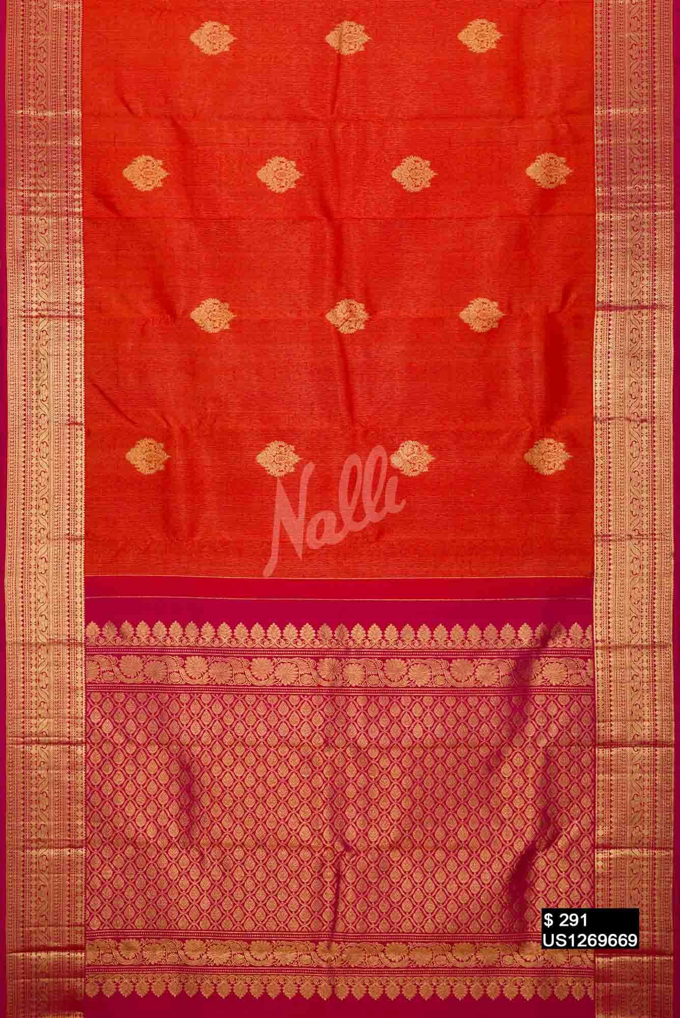 Orange Kanchipuram Silk Saree