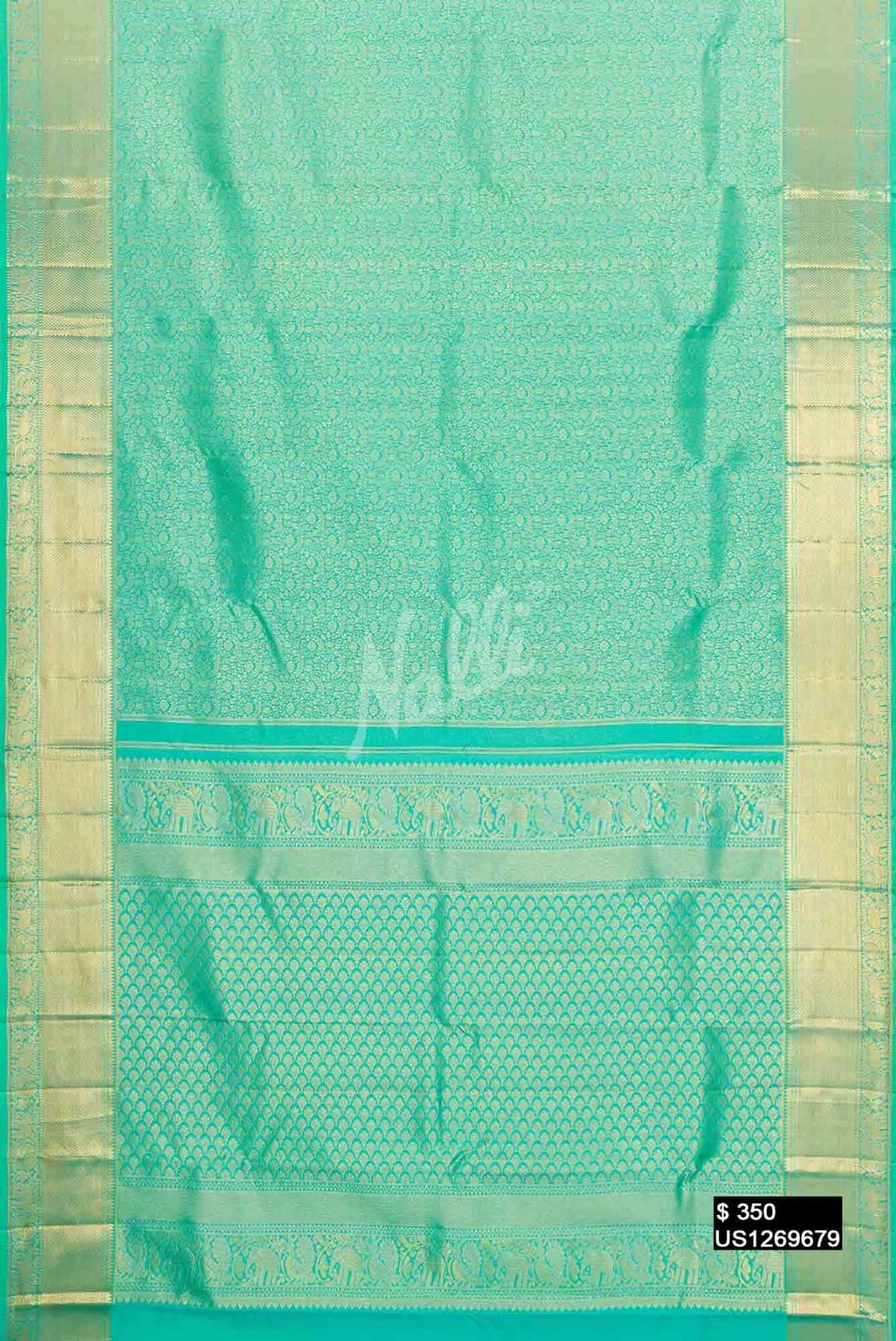 Sea Green Kanchipuram Silk Saree