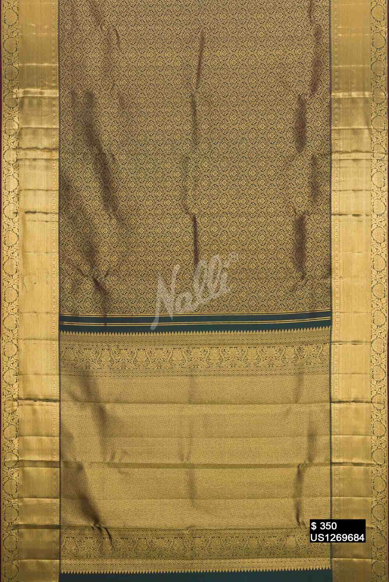 Bottle Green Kanchipuram Silk Saree