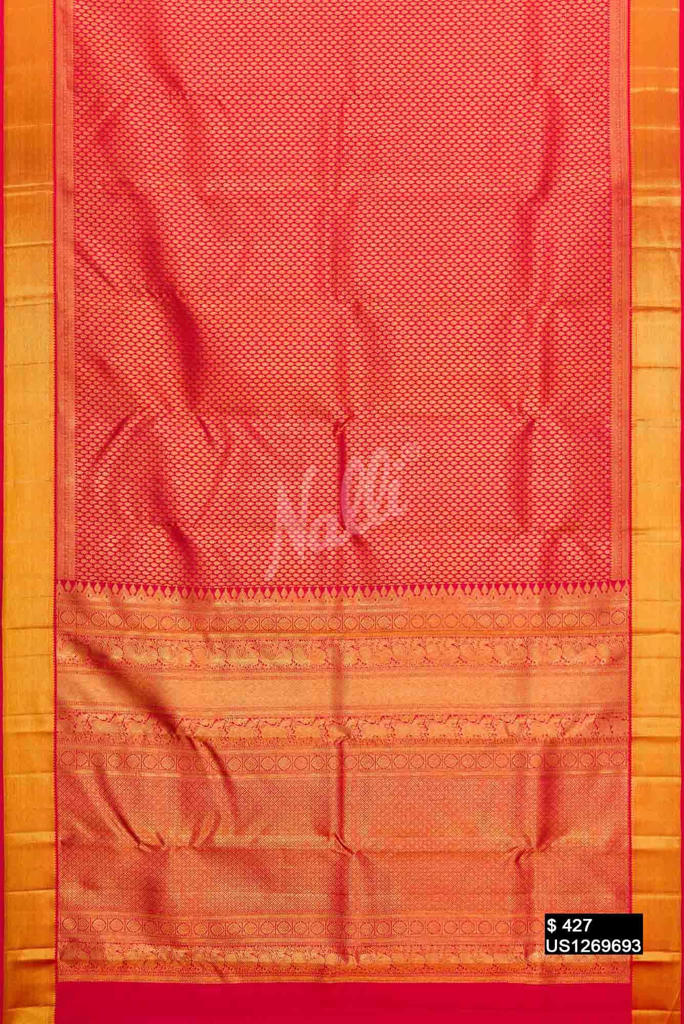 Dark Pink Kanchipuram Silk Saree