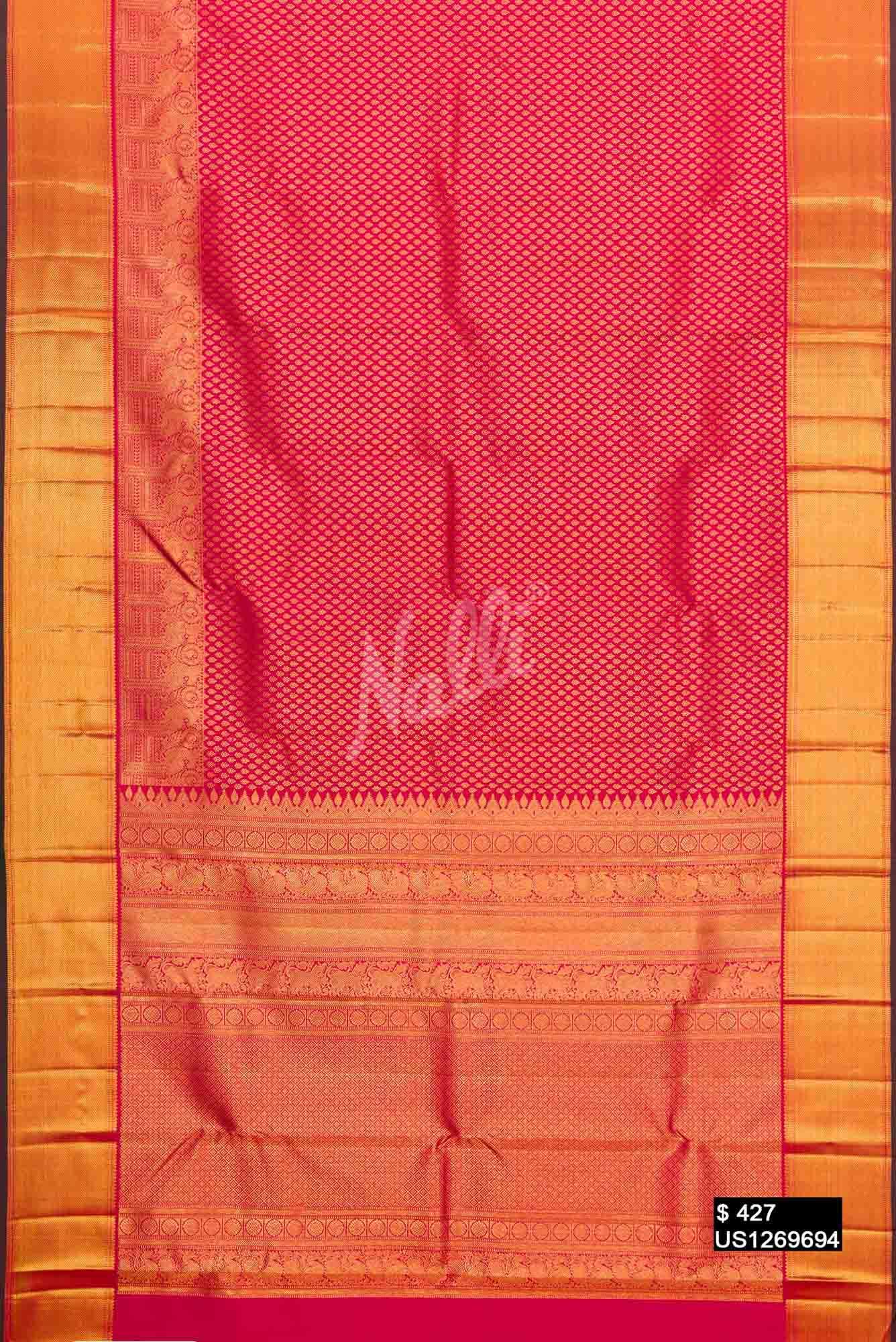 Dark Pink Kanchipuram Silk Saree