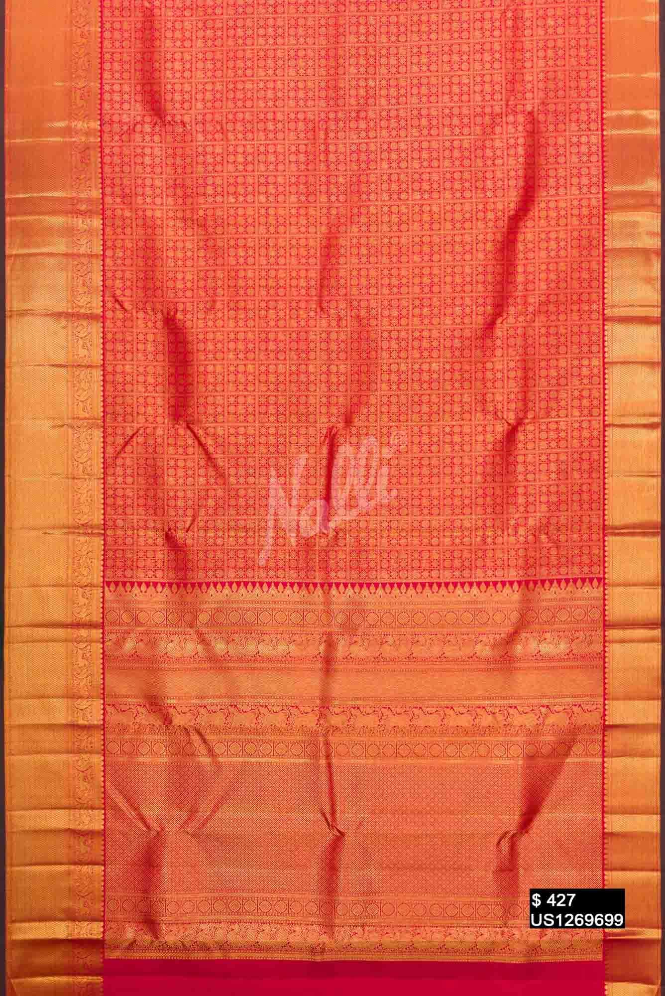 Dark Pink Kanchipuram Silk Saree