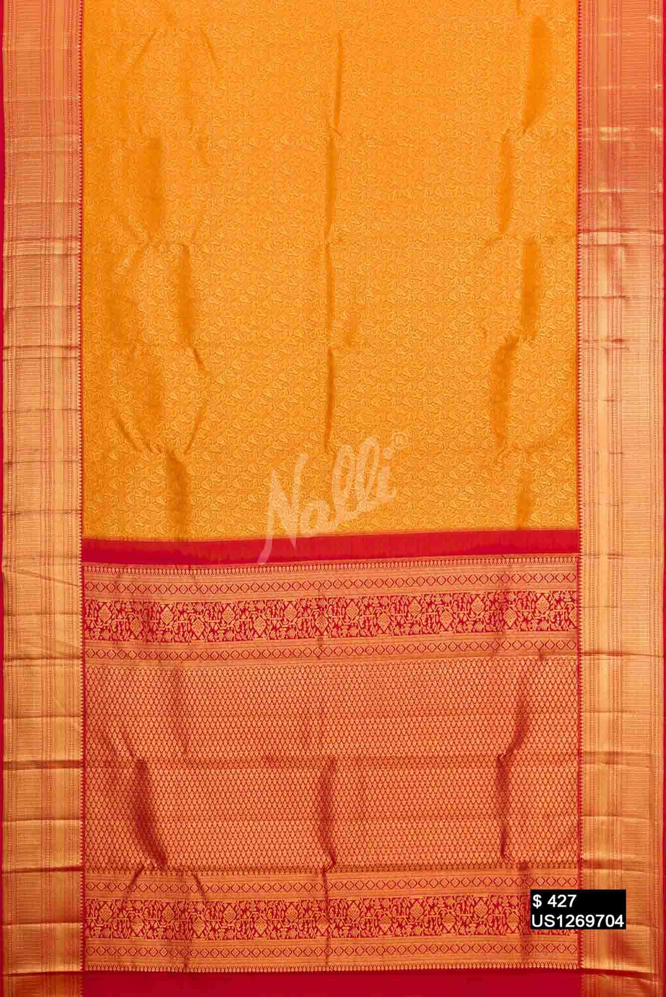 Mustard Kanchipuram Silk Saree