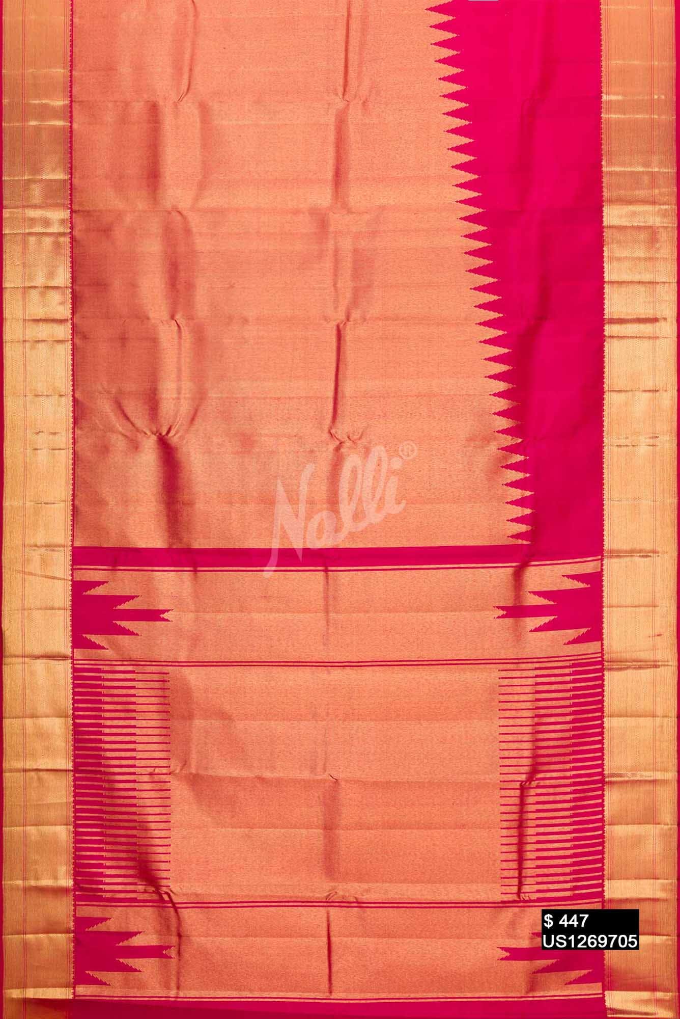 Dark Pink Kanchipuram Silk Saree