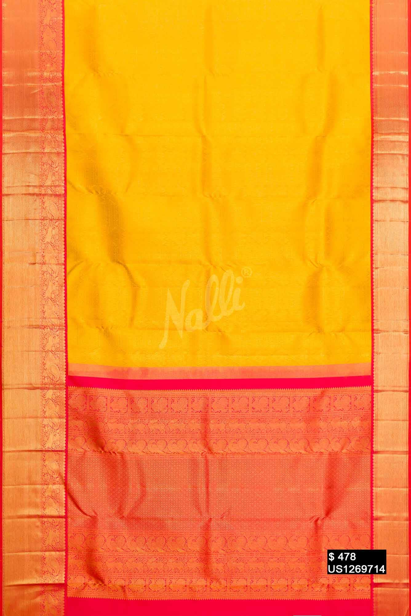 Yellow Kanchipuram Silk Saree