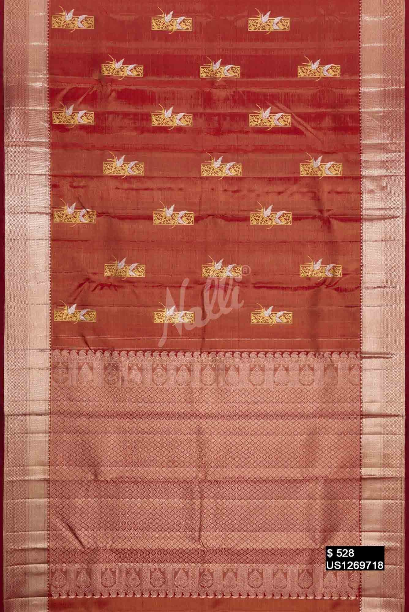 Coral Kanchipuram Silk Saree