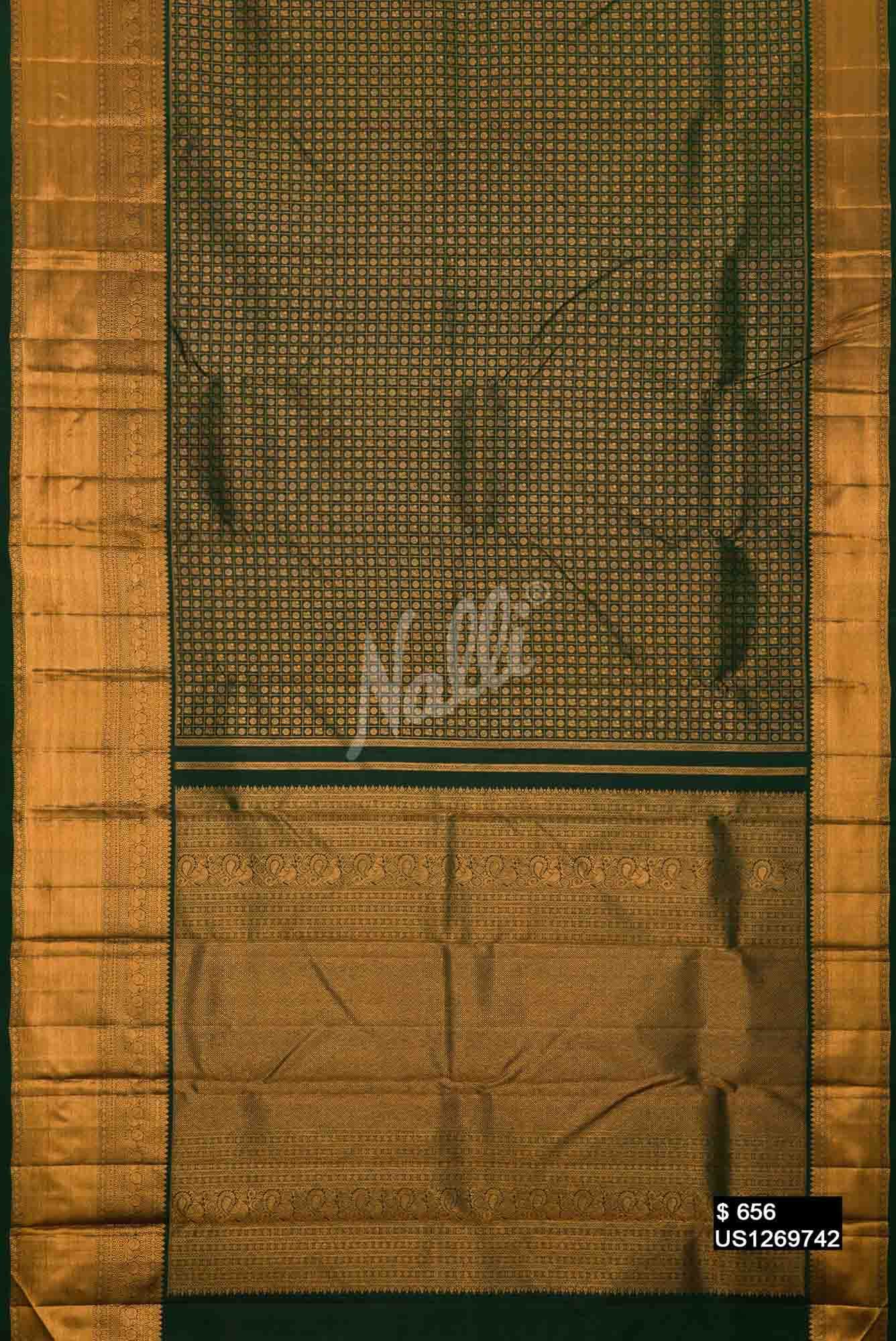 Bottle Green Kanchipuram Silk Saree