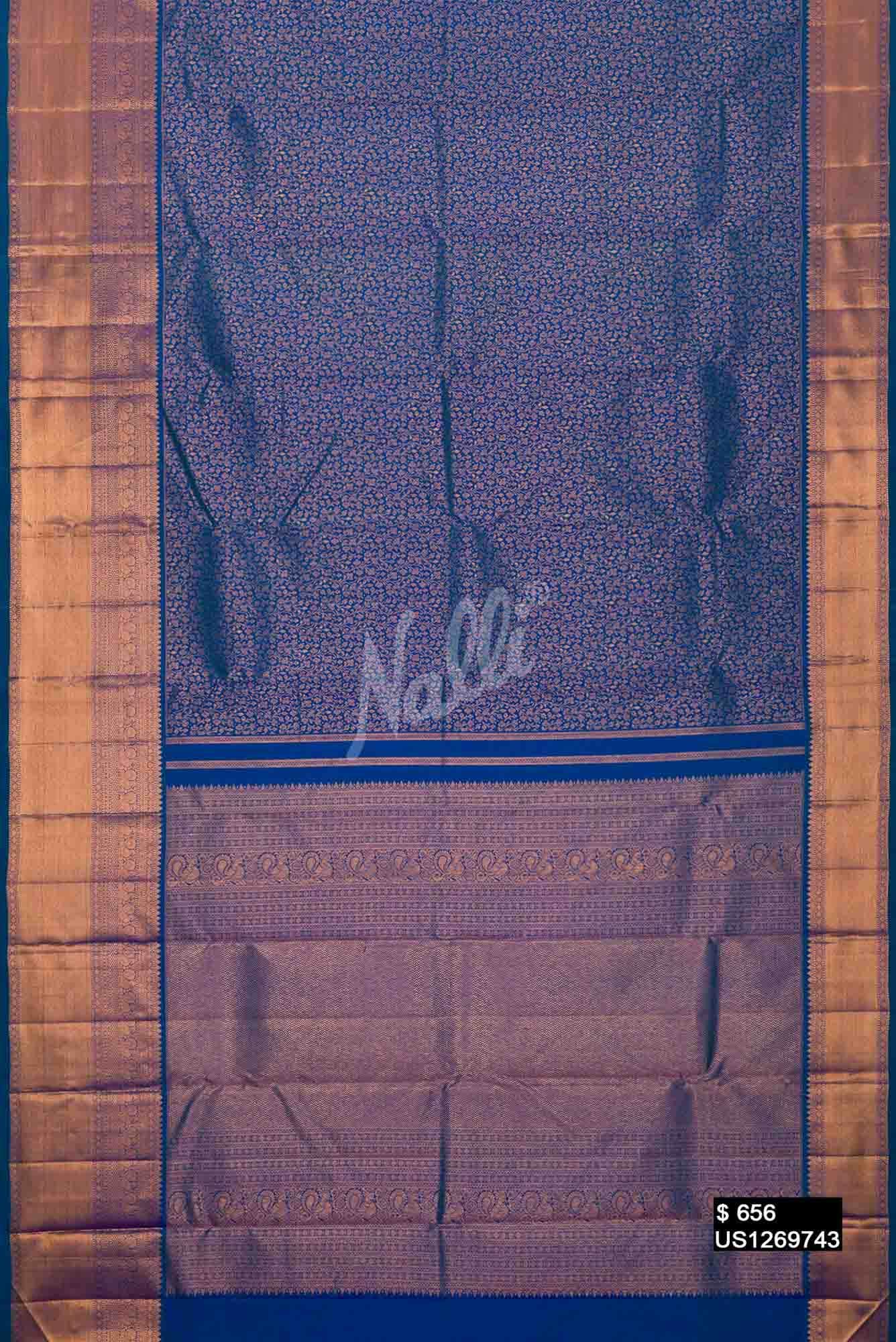Peacock Blue Kanchipuram Silk Saree