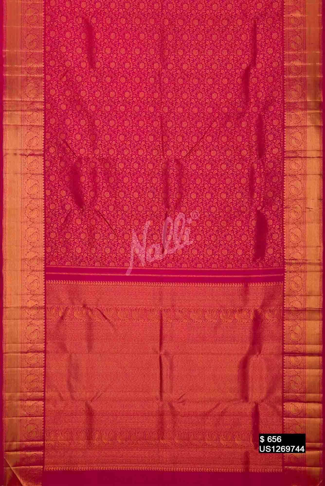 Dark Pink Kanchipuram Silk Saree