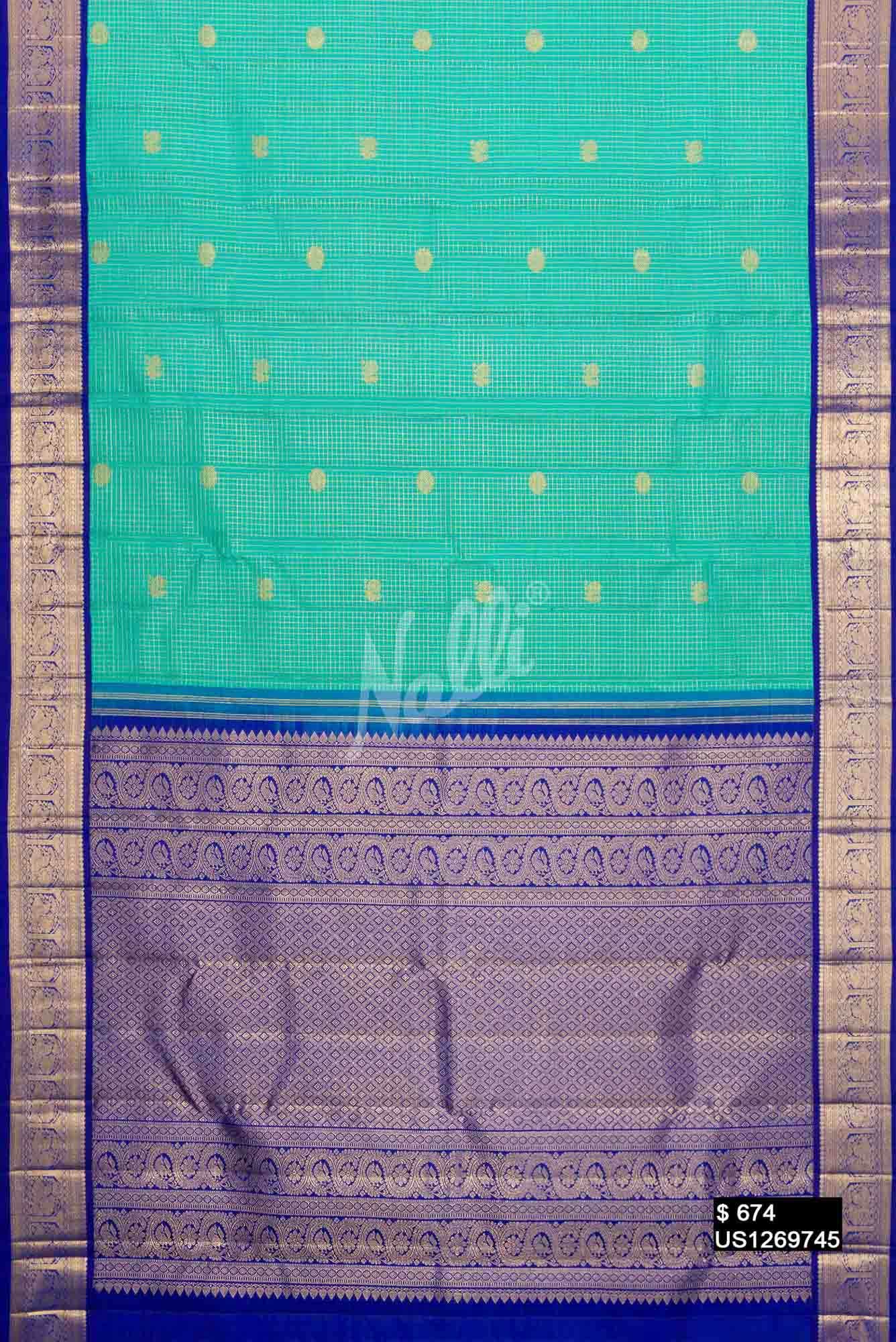 Sea Green Kanchipuram Silk Saree