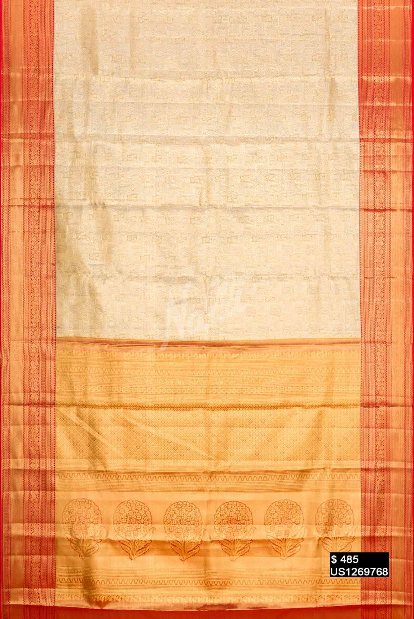 Sandal Kanchipuram Tissue Silk Saree