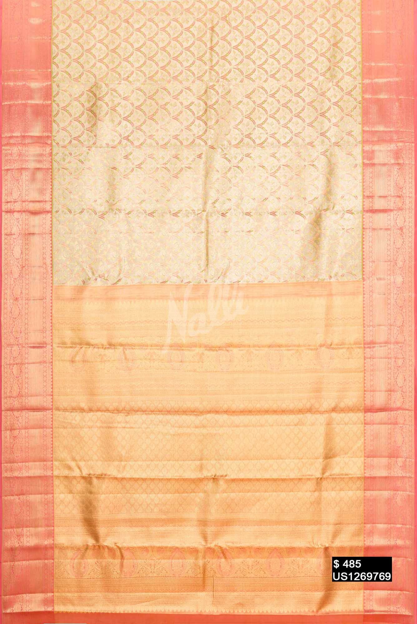Pista Green Kanchipuram Tissue Silk Saree