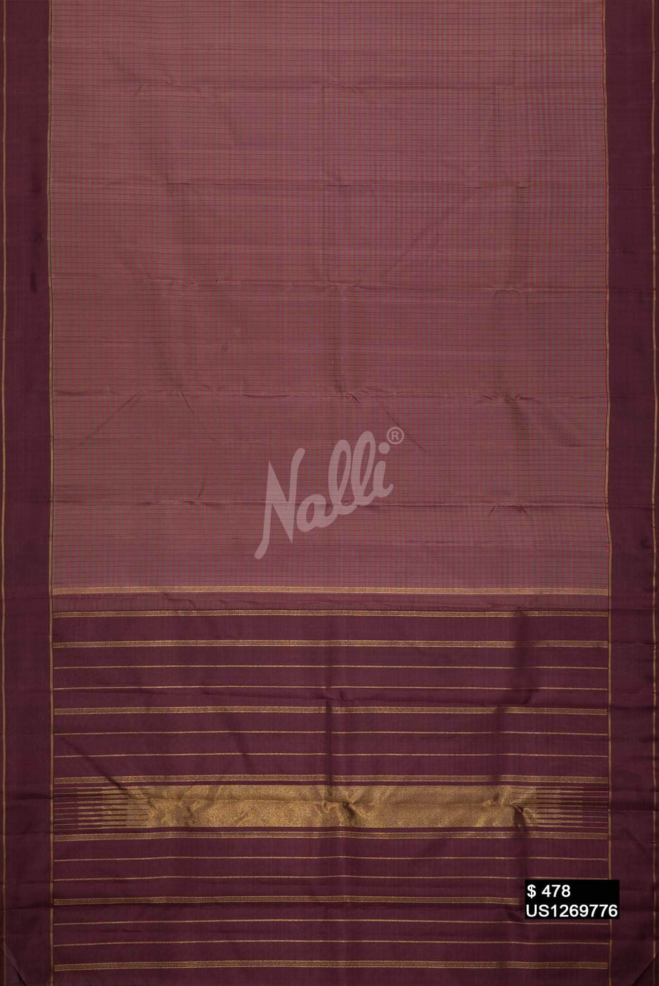 Grey and Pink Kanchipuram Silk Saree