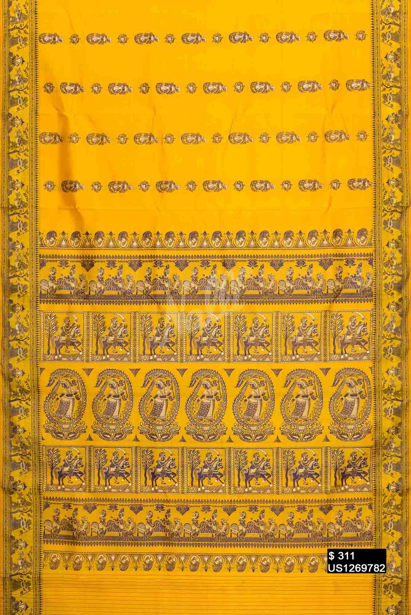 Mustard Baluchari Silk Saree