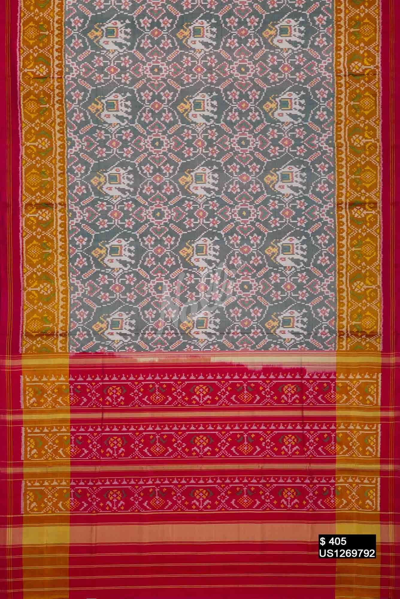 Grey Rajkot Patola Silk Saree