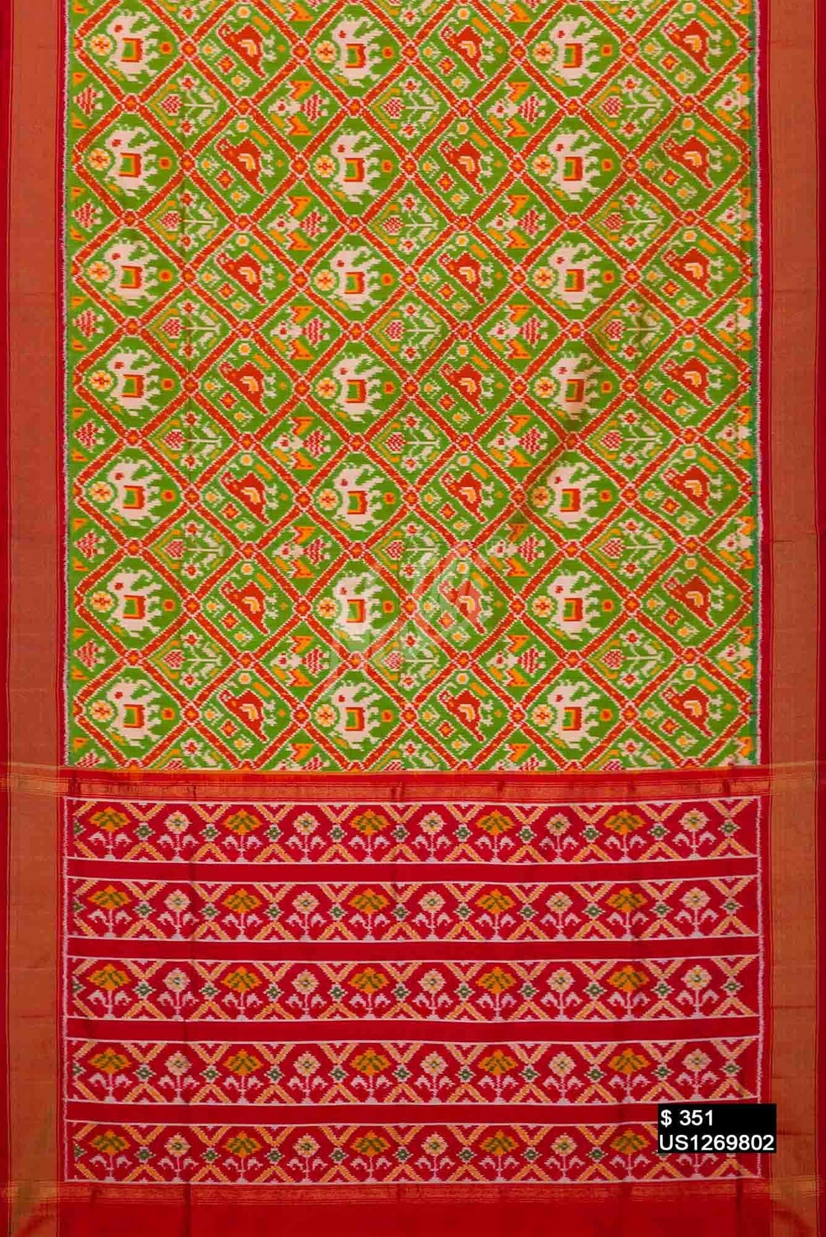 Green Rajkot Patola Silk Saree