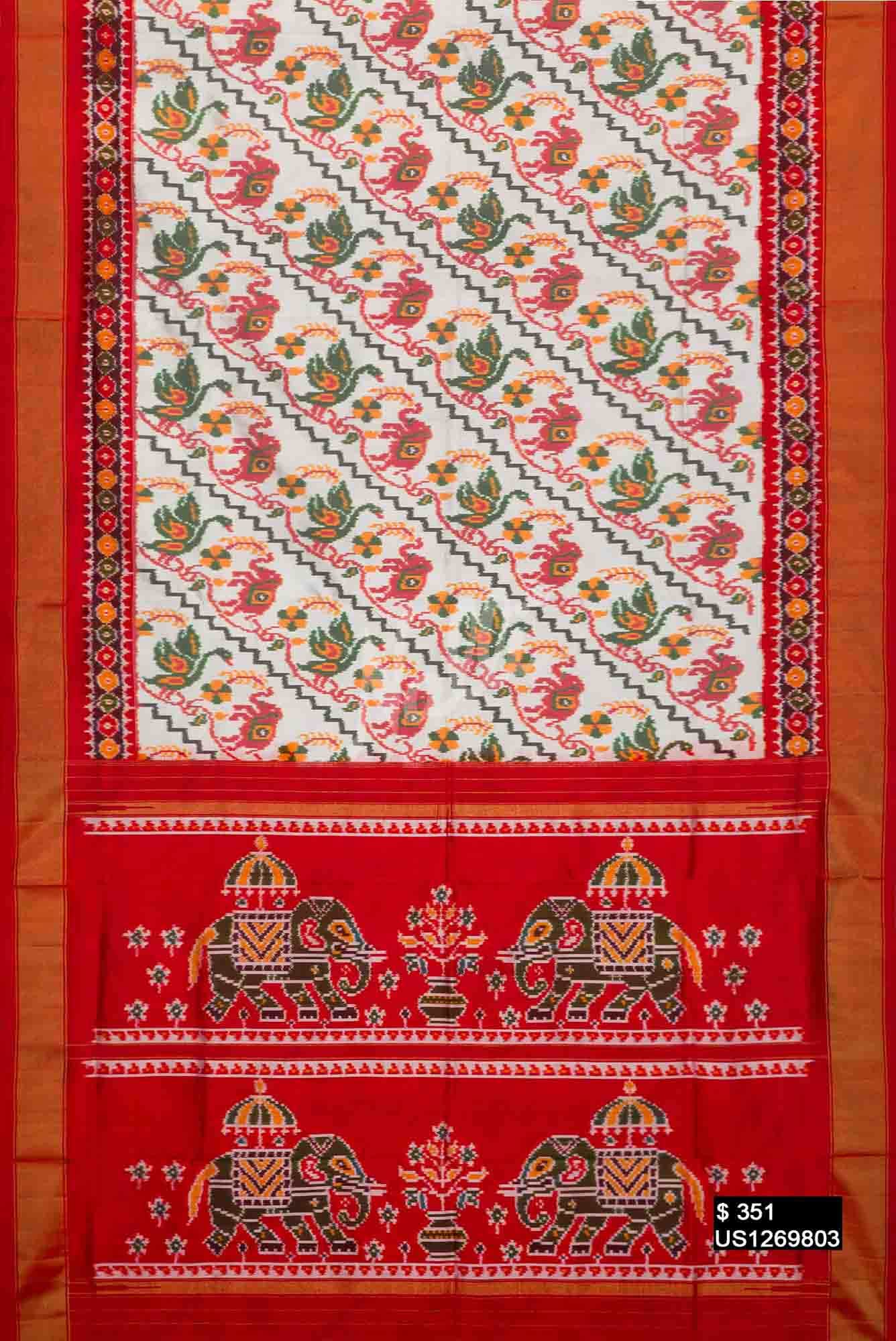 Off White Rajkot Patola Silk Saree