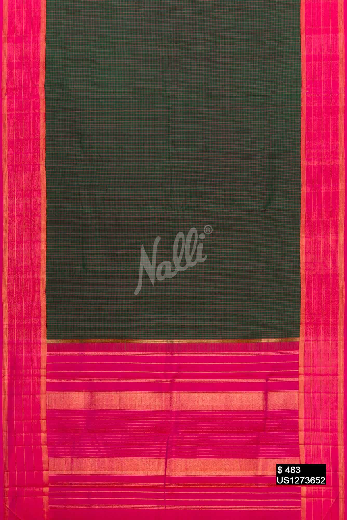 Bottle Green Kanchipuram Silk Saree