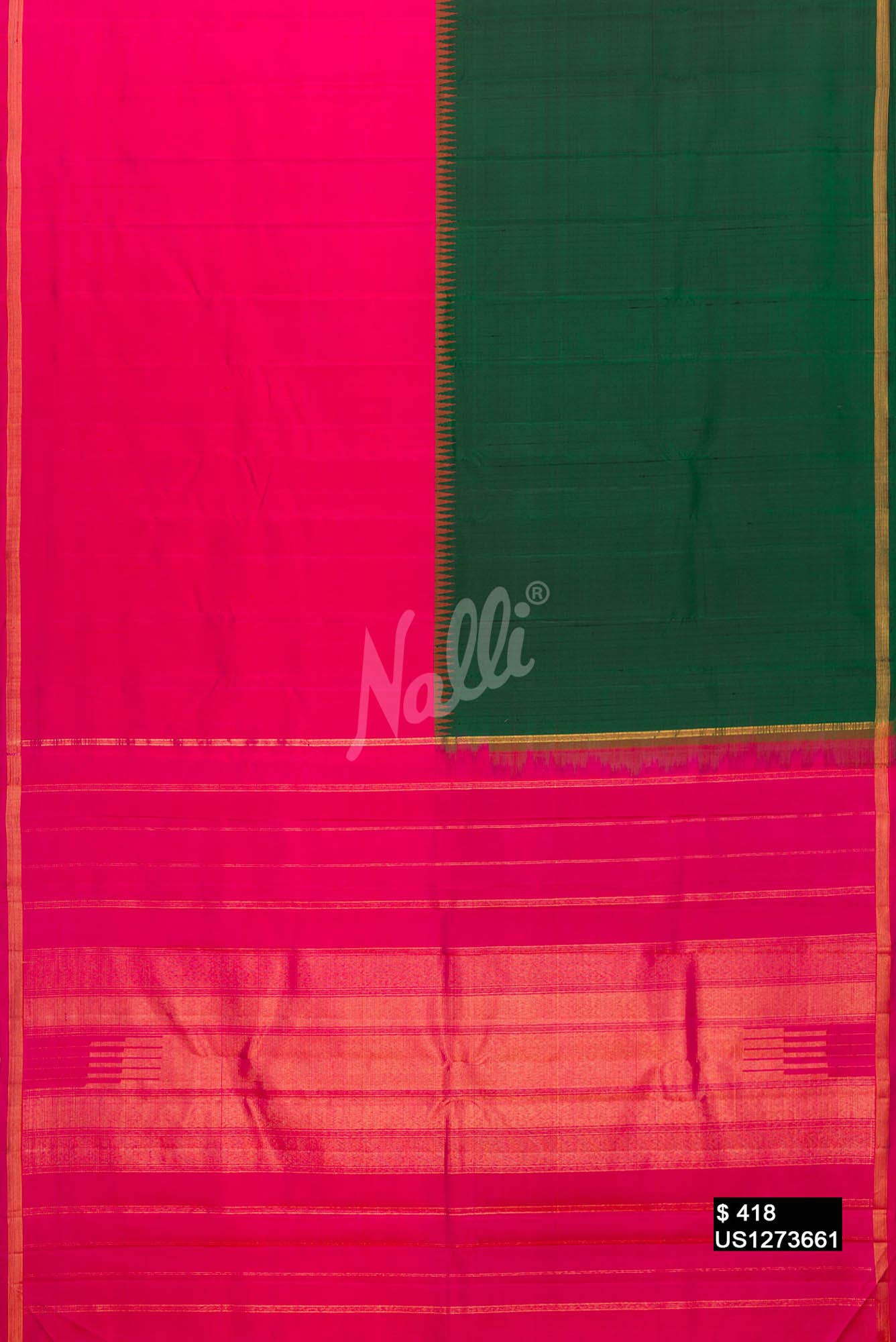 Green and Dark Pink Kanchipuram Silk Saree