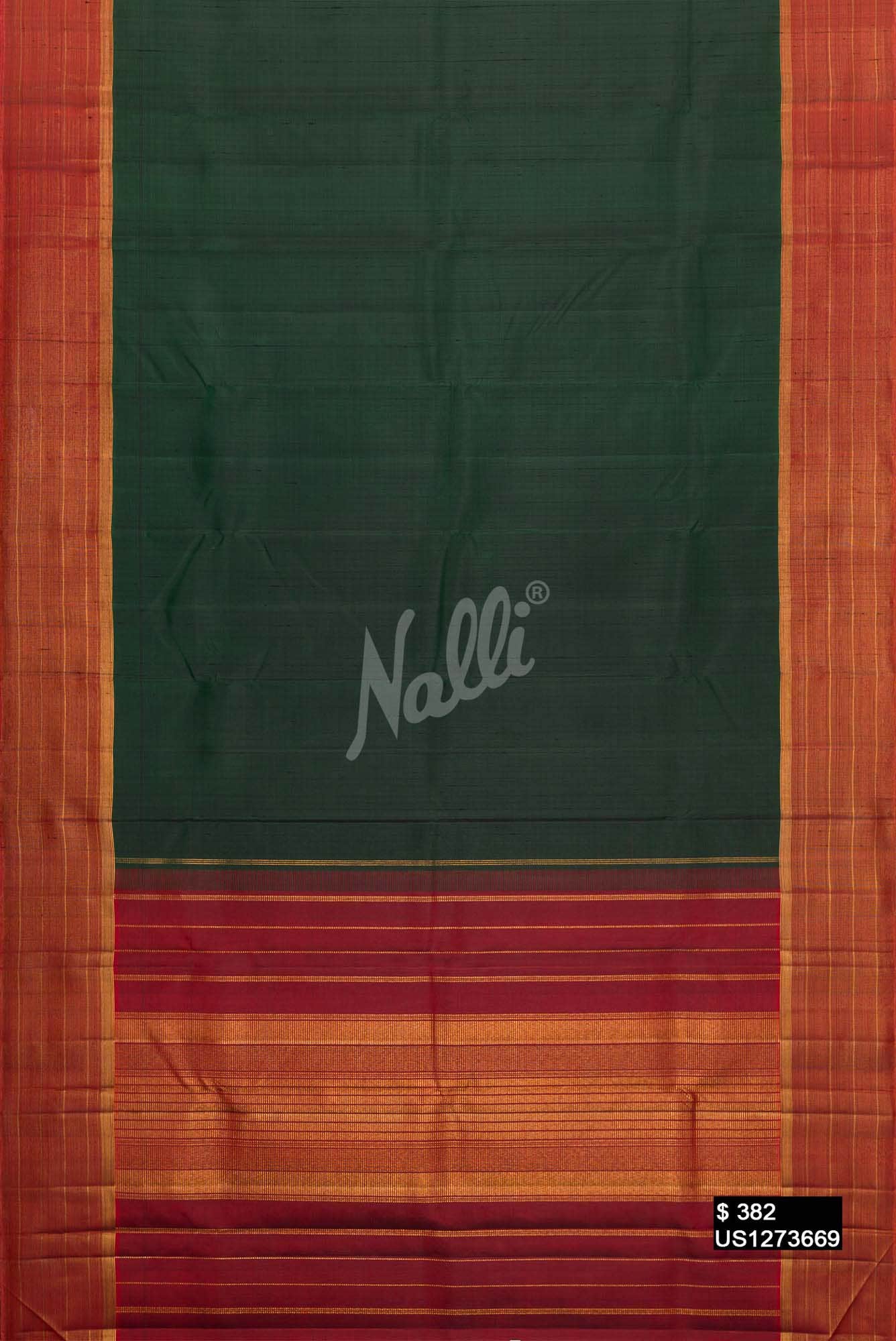 Bottle Green Kanchipuram Silk Saree