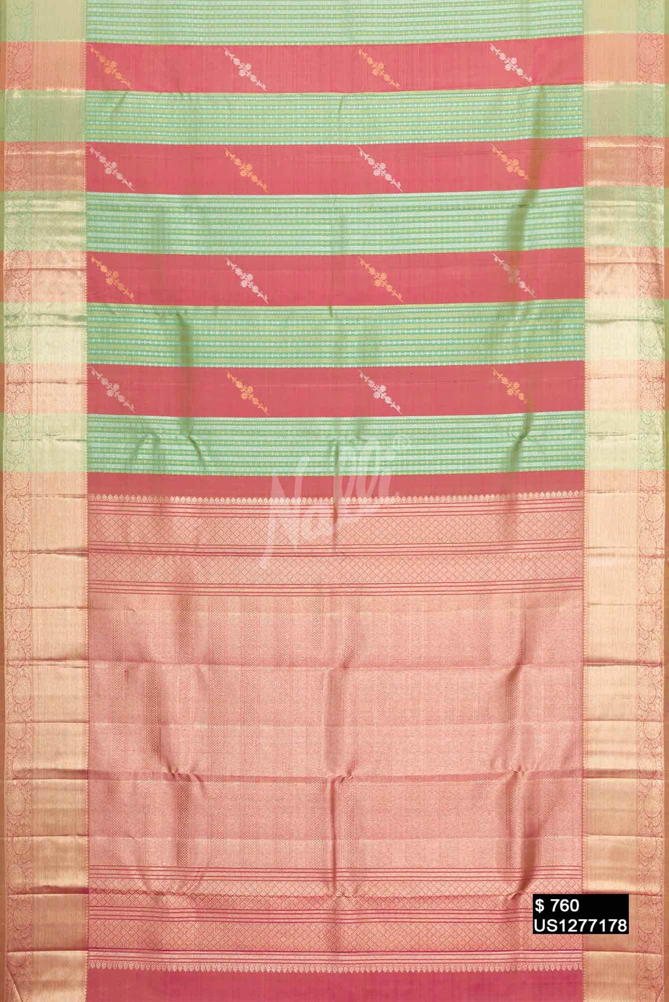 Green and Pink Kanchipuram Silk Saree