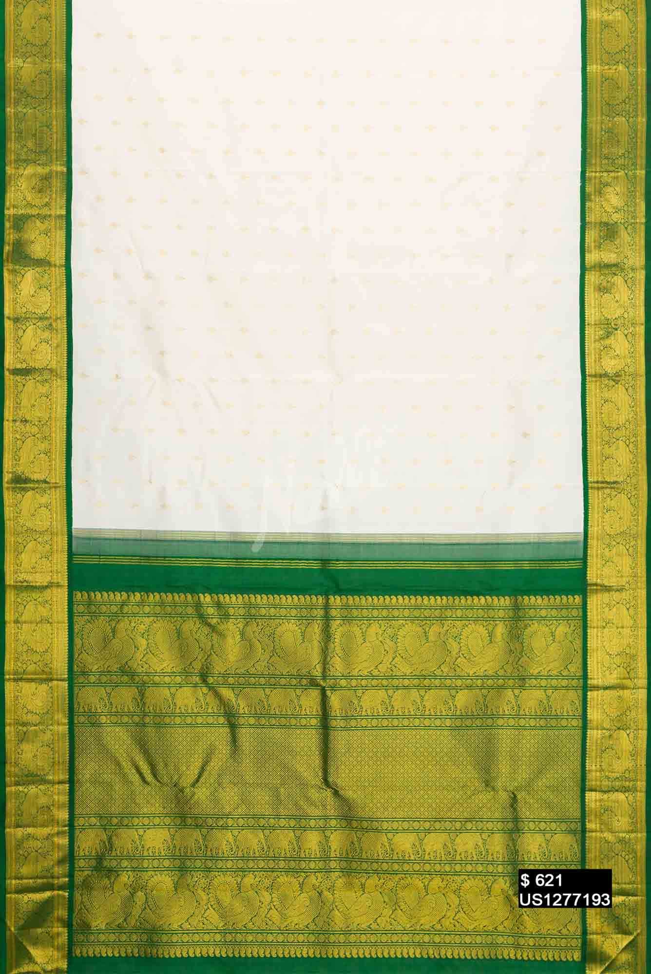 Off White Kanchipuram Silk Saree