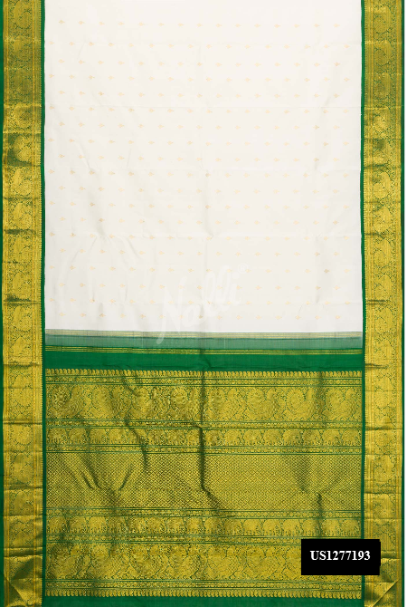 Off White Kanchipuram Silk Saree