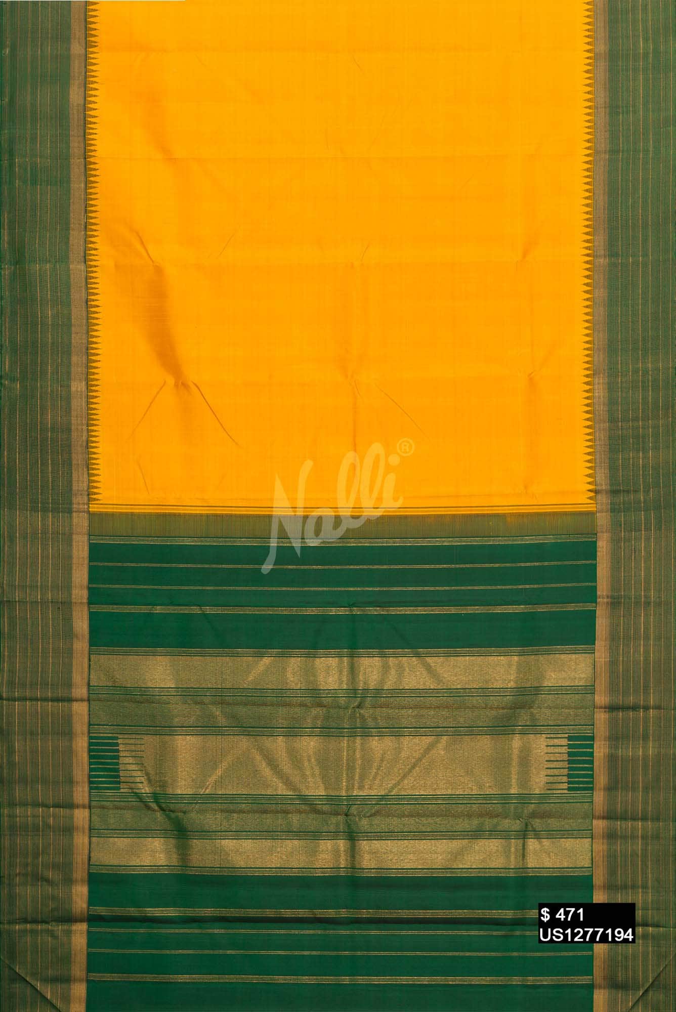 Mustard Kanchipuram Silk Saree